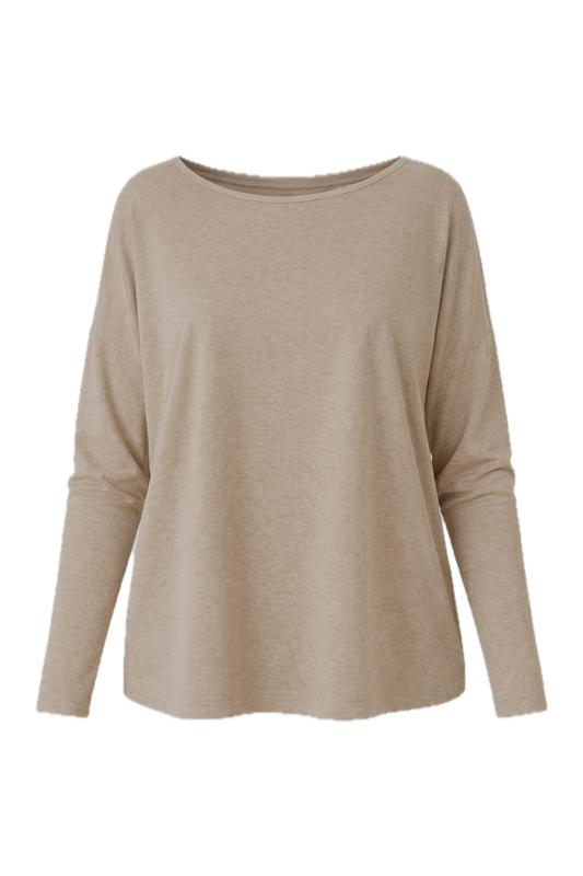 PENNIE Lounge Long Sleeve Classic Length Top | Taupe