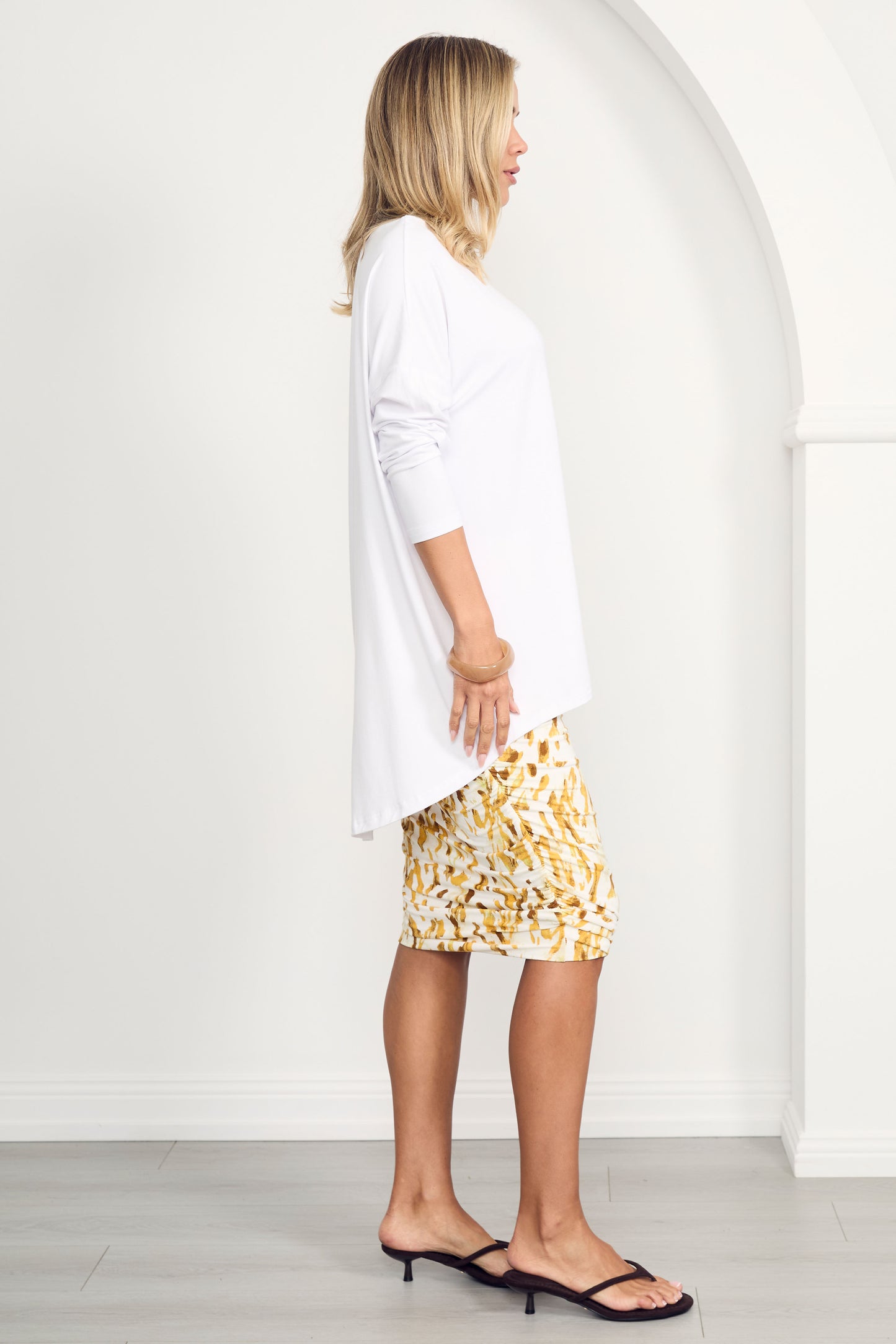 PIPPA Bamboo Long Sleeve Classic Length Top | White