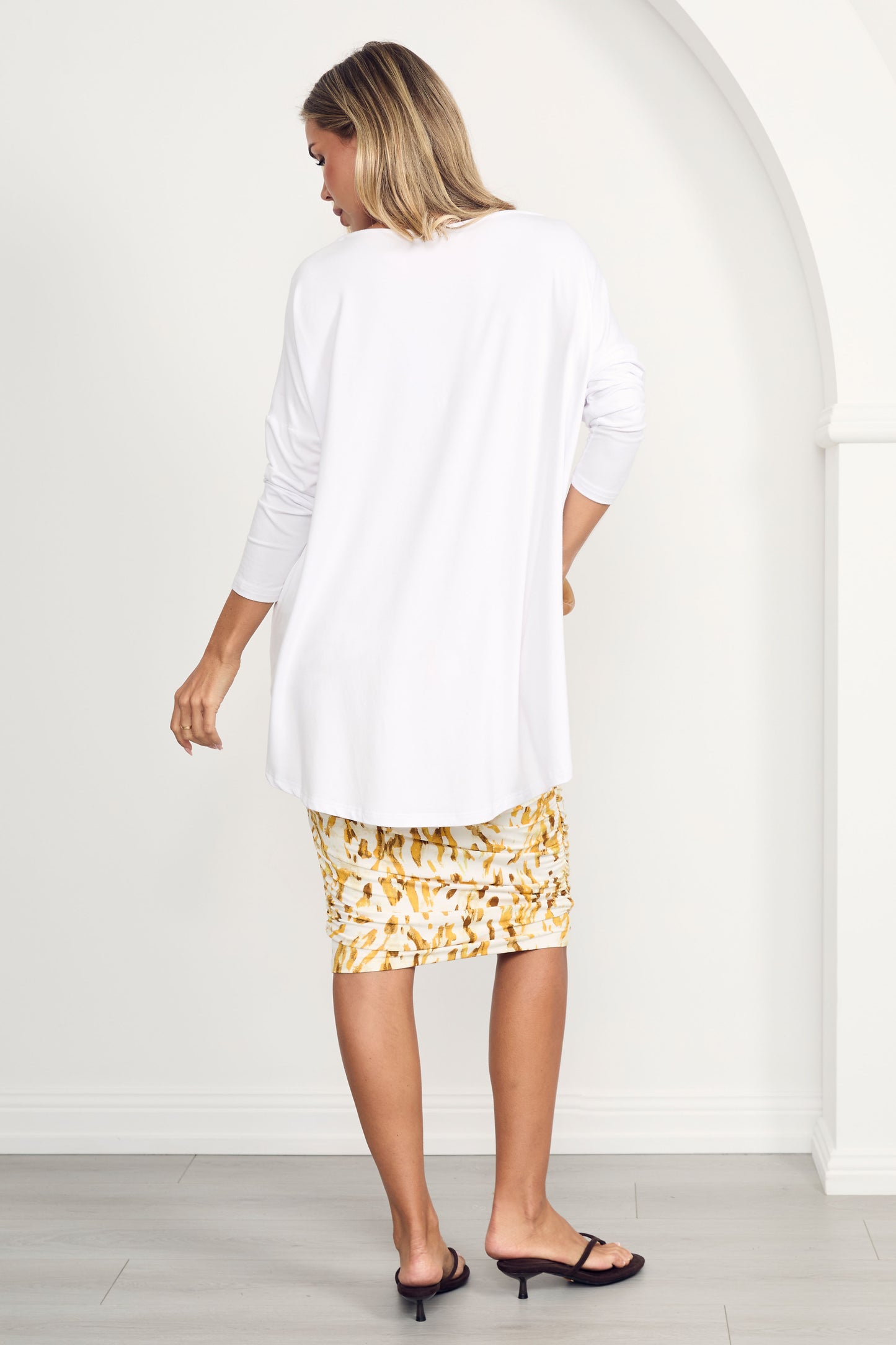 PIPPA Bamboo Long Sleeve Classic Length Top | White