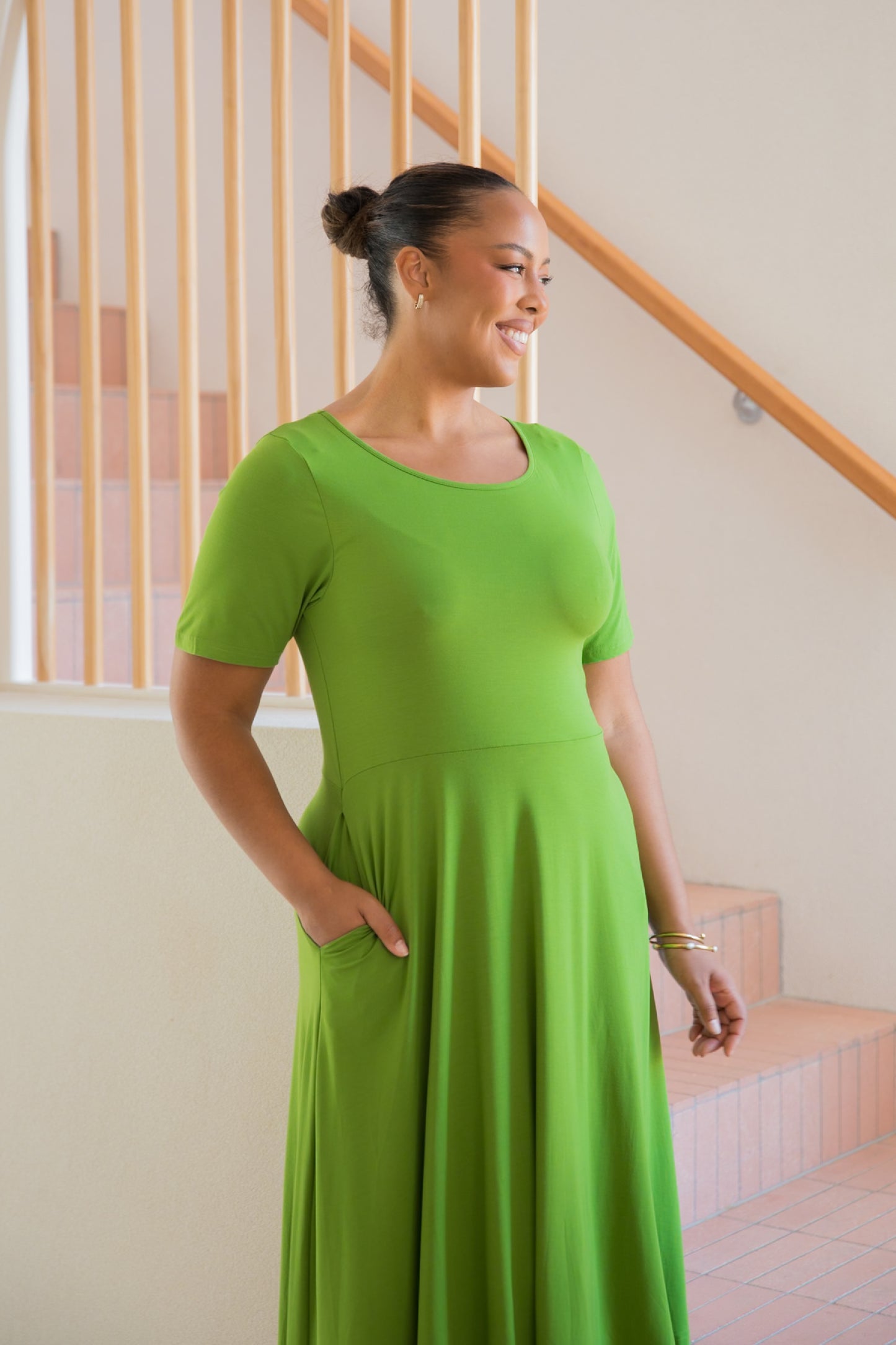 Short Sleeve Penelope Dress | Cucumber Martini