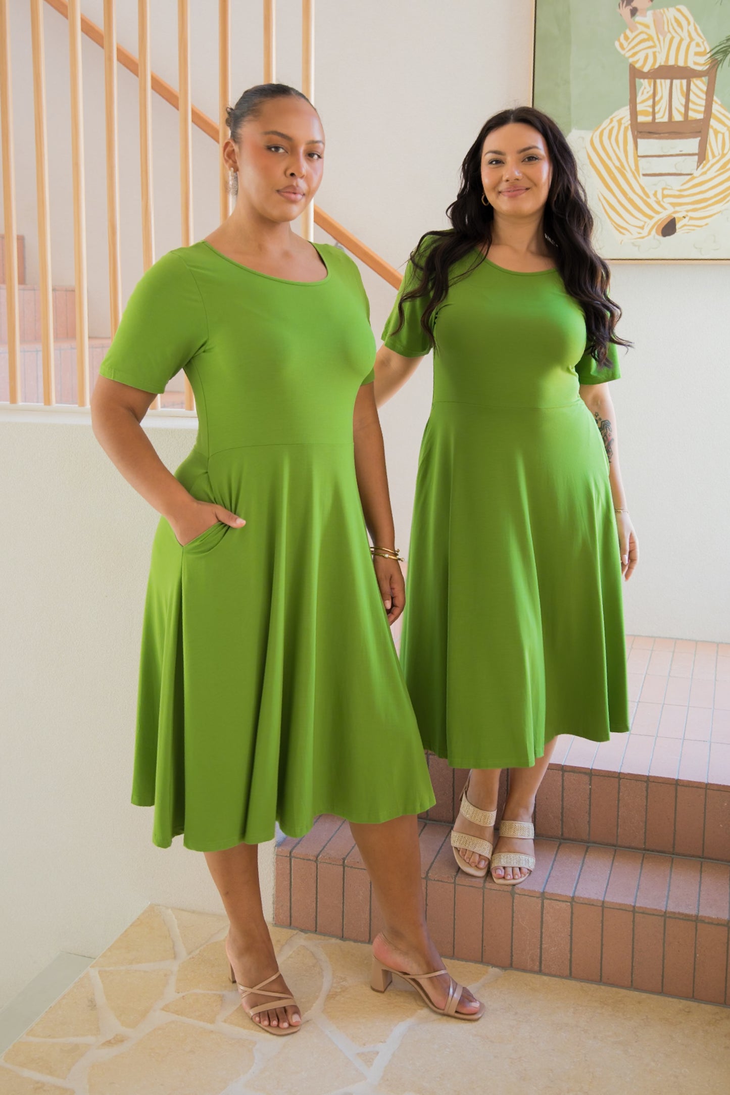 Short Sleeve Penelope Dress | Cucumber Martini