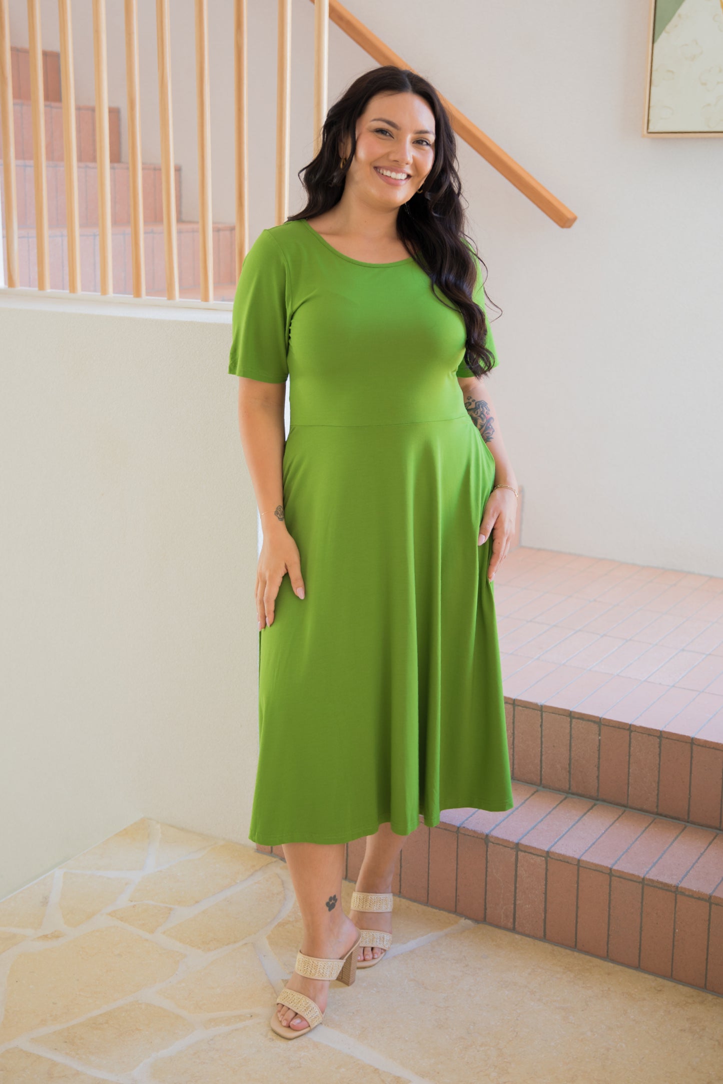 Short Sleeve Penelope Dress | Cucumber Martini