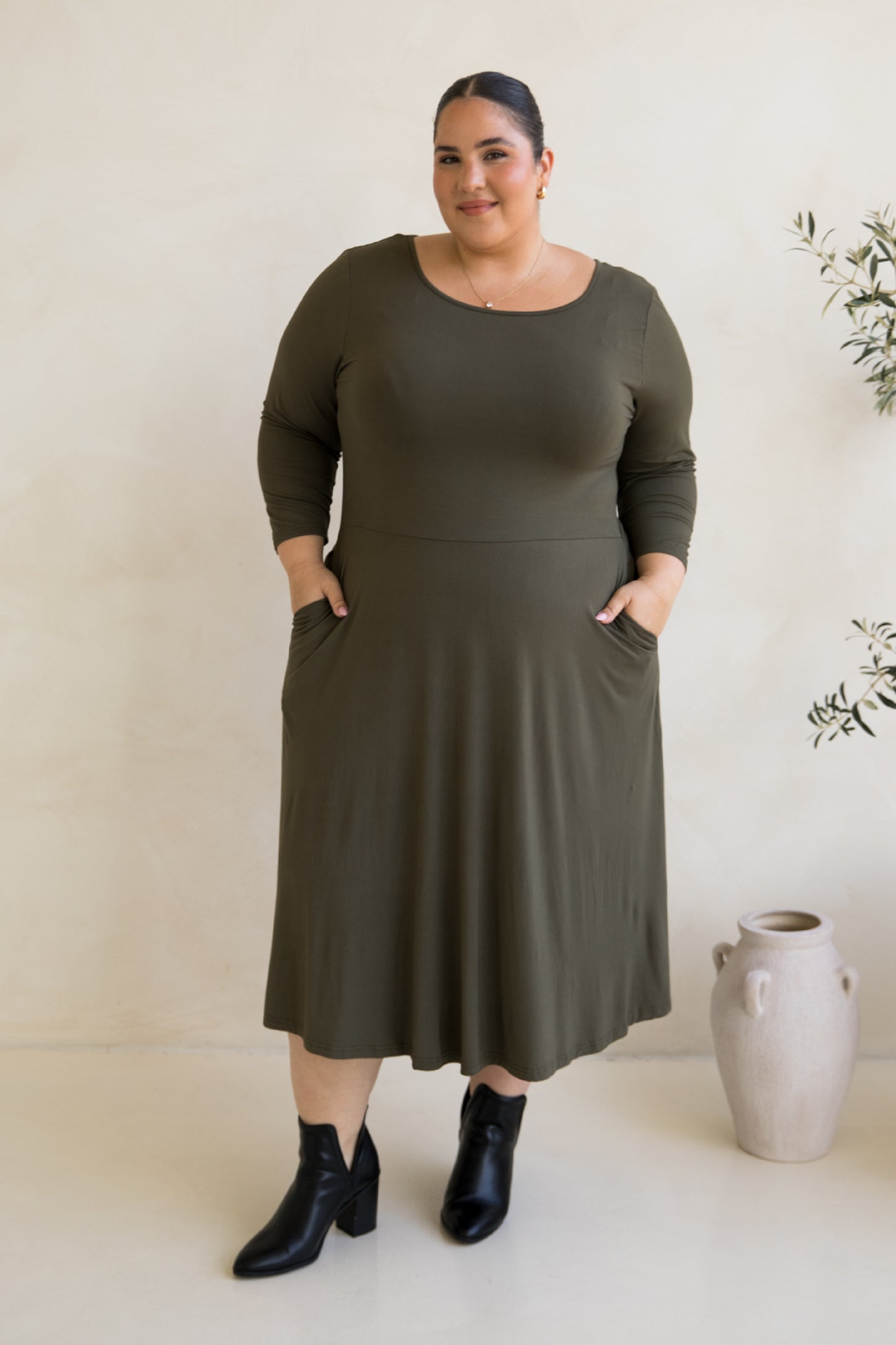 Penelope Dress in Moss Green