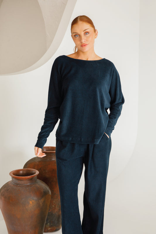 PENNIE Lounge Long Sleeve Classic Length Top | Forest Marle | FINAL SALE