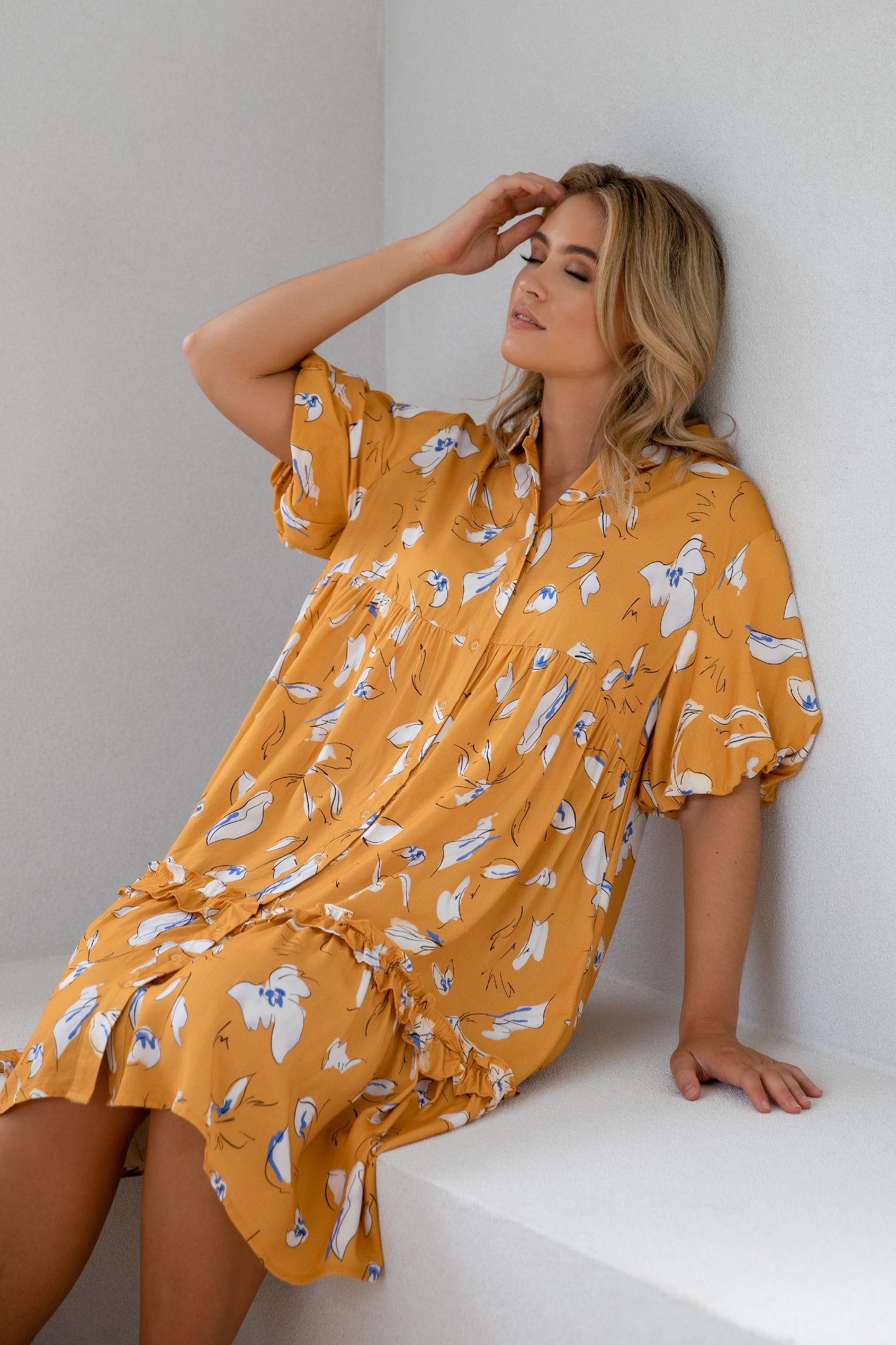 Plus-Sized Yellow Floral Dresses | PQ Collection | Petra Dress Sundust