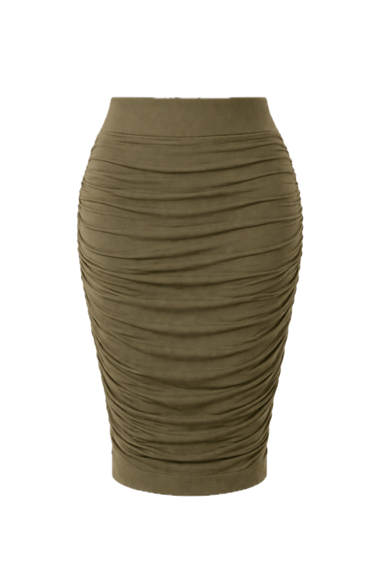 RUCHE Bamboo Classic Length Skirt | Khaki