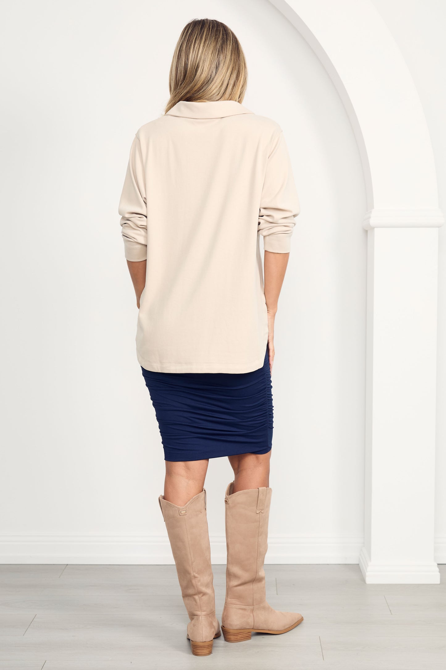 RUCHE Shaping Bamboo Skirt | Navy