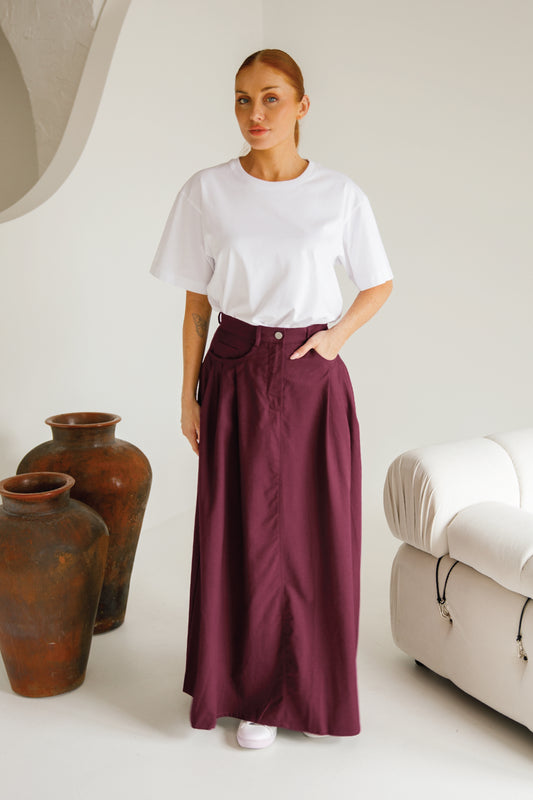 Ria Jean Skirt | Merlot
