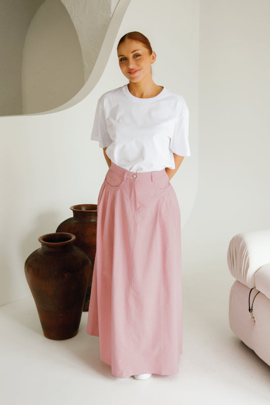 RIA Jean Maxi Skirt | Musk Pink | FINAL SALE