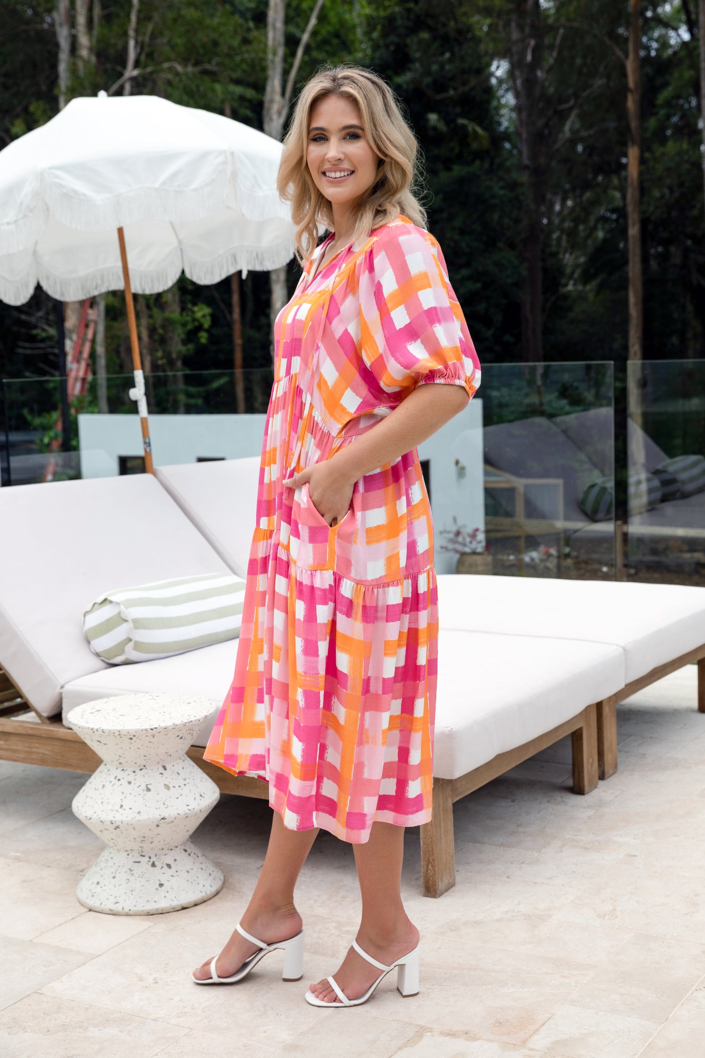 Plus-Sized Pink Orange Dresses | PQ Collection | Roamer Midi Mamba