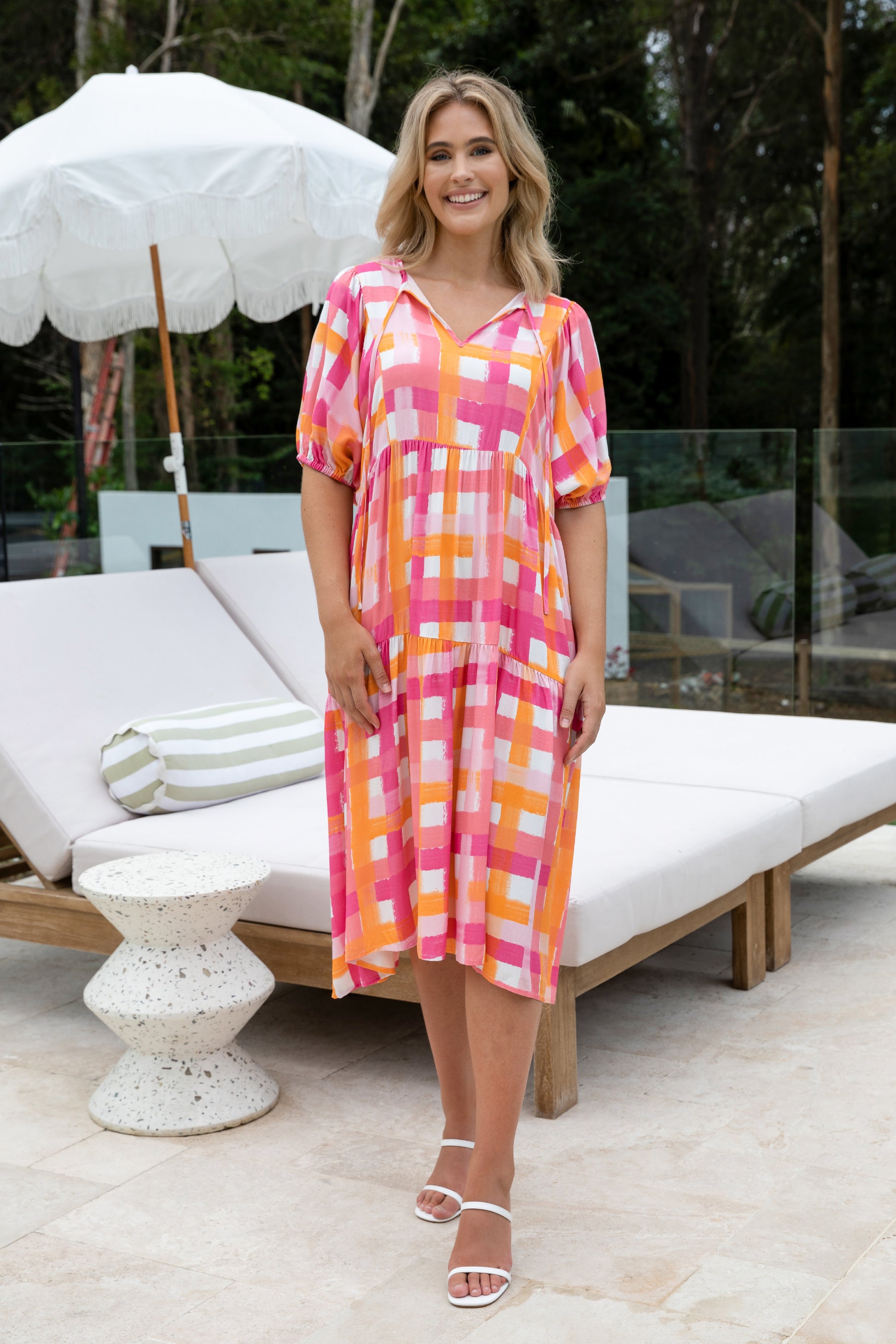 Plus-Sized Pink Orange Dresses | PQ Collection | Roamer Midi Mamba
