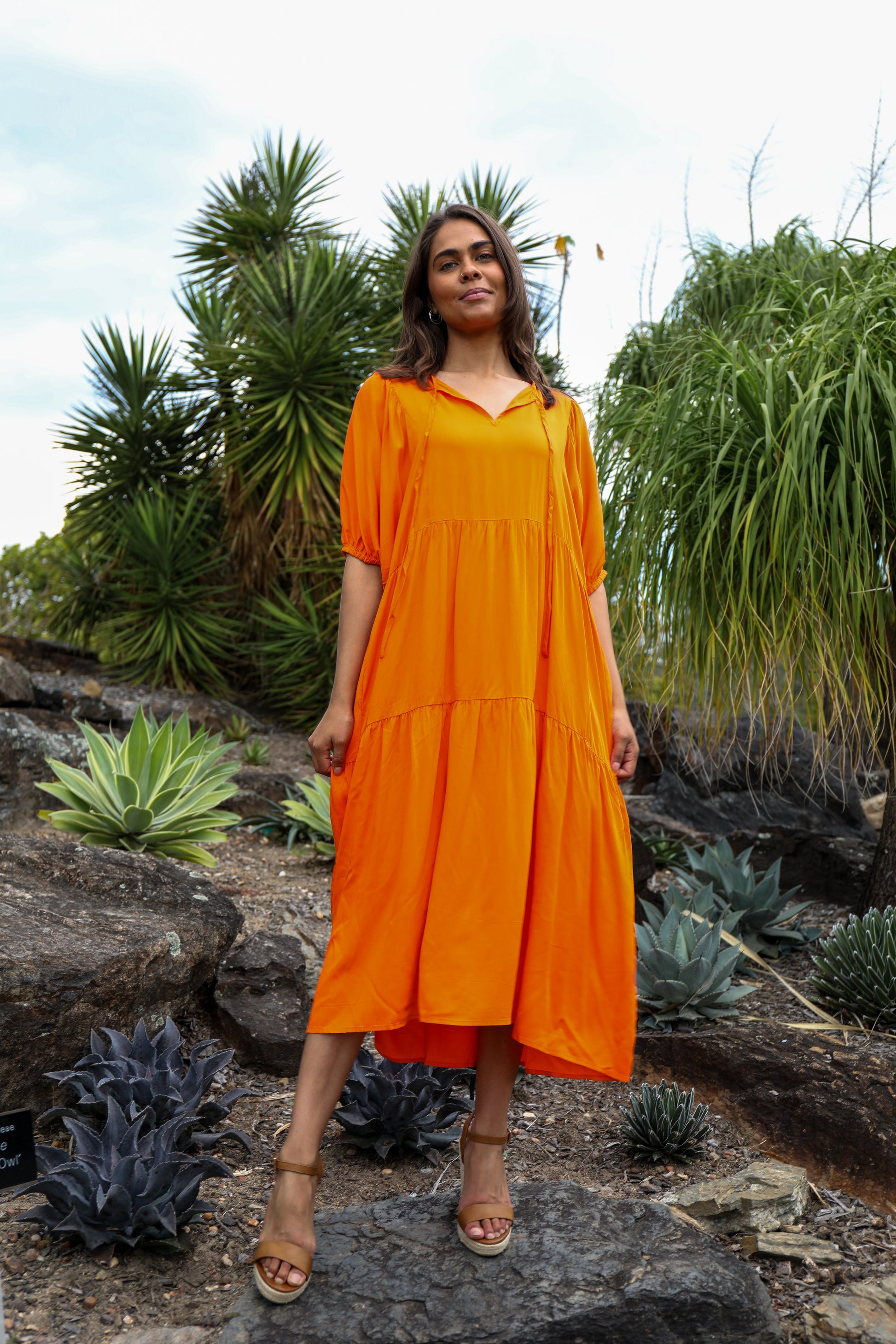 Plus-Sized Orange Dresses | PQ Collection | Roamer Midi Dress Scarlett