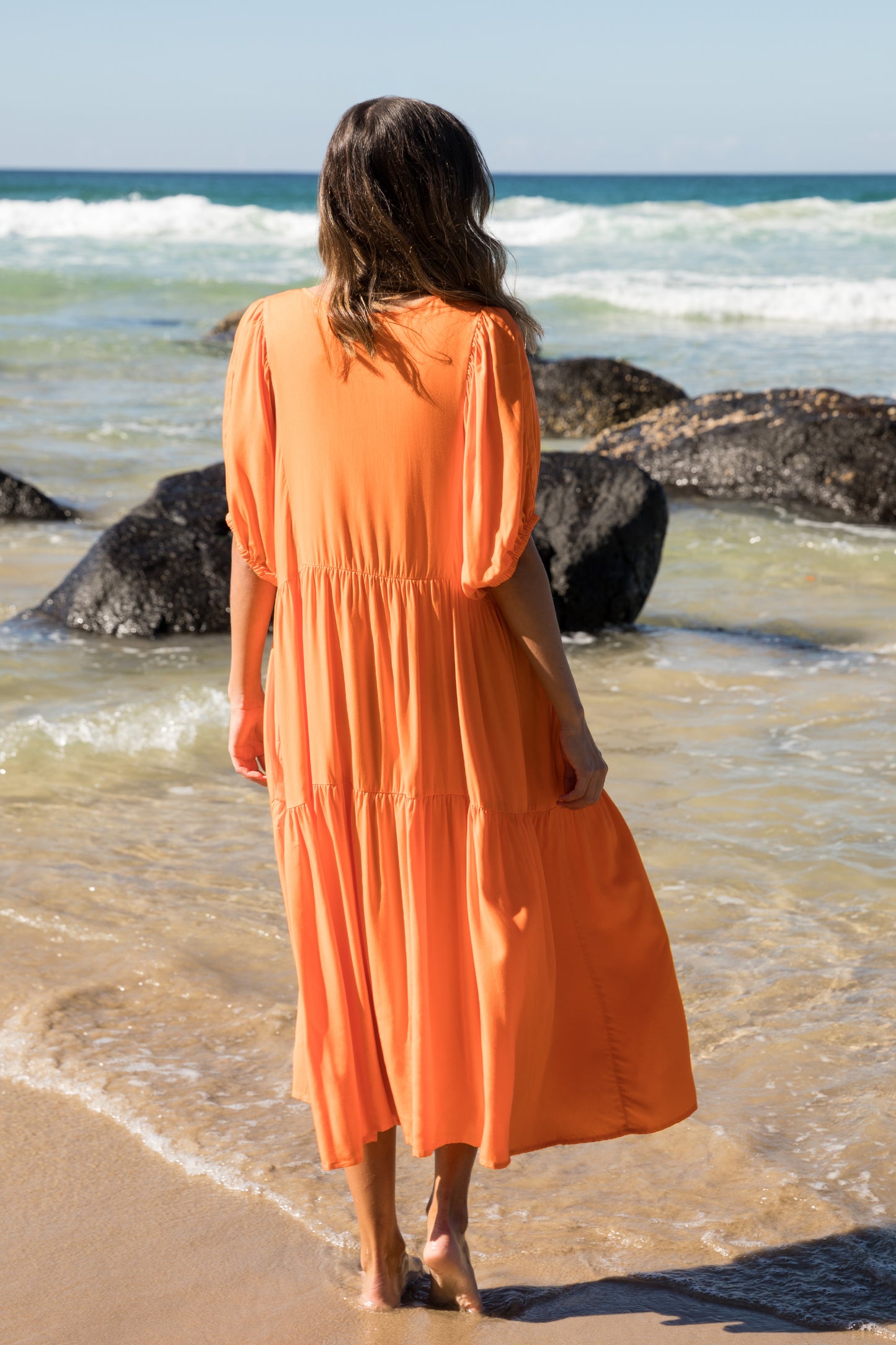 Roamer Midi Dress in Tangelo Orange
