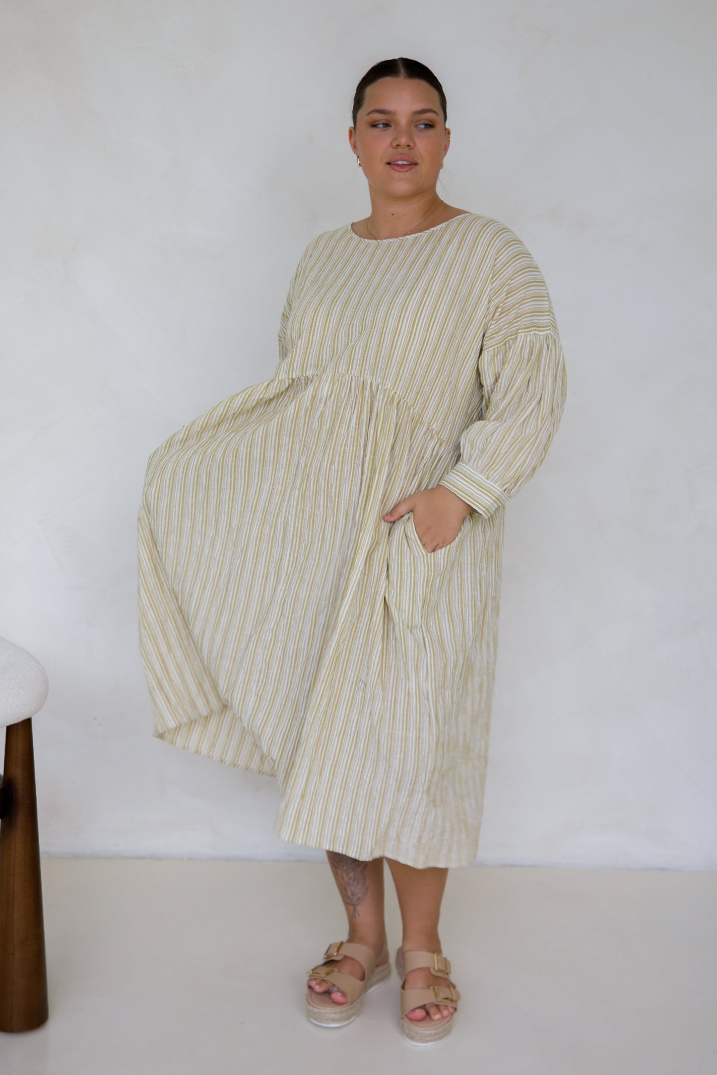 PRE-ORDER Roma Dress | Citrus/White Stripe