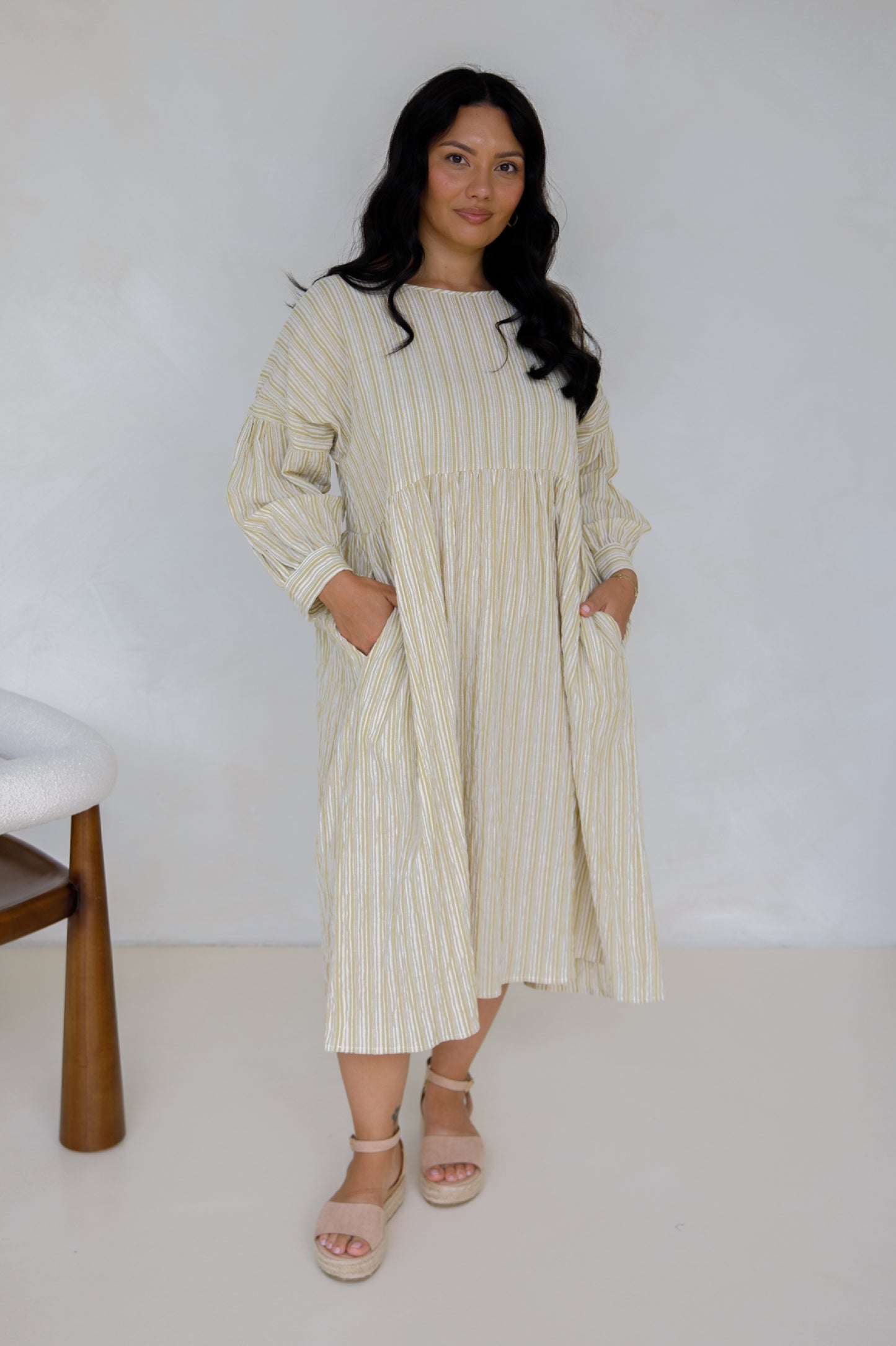 PRE-ORDER Roma Dress | Citrus/White Stripe