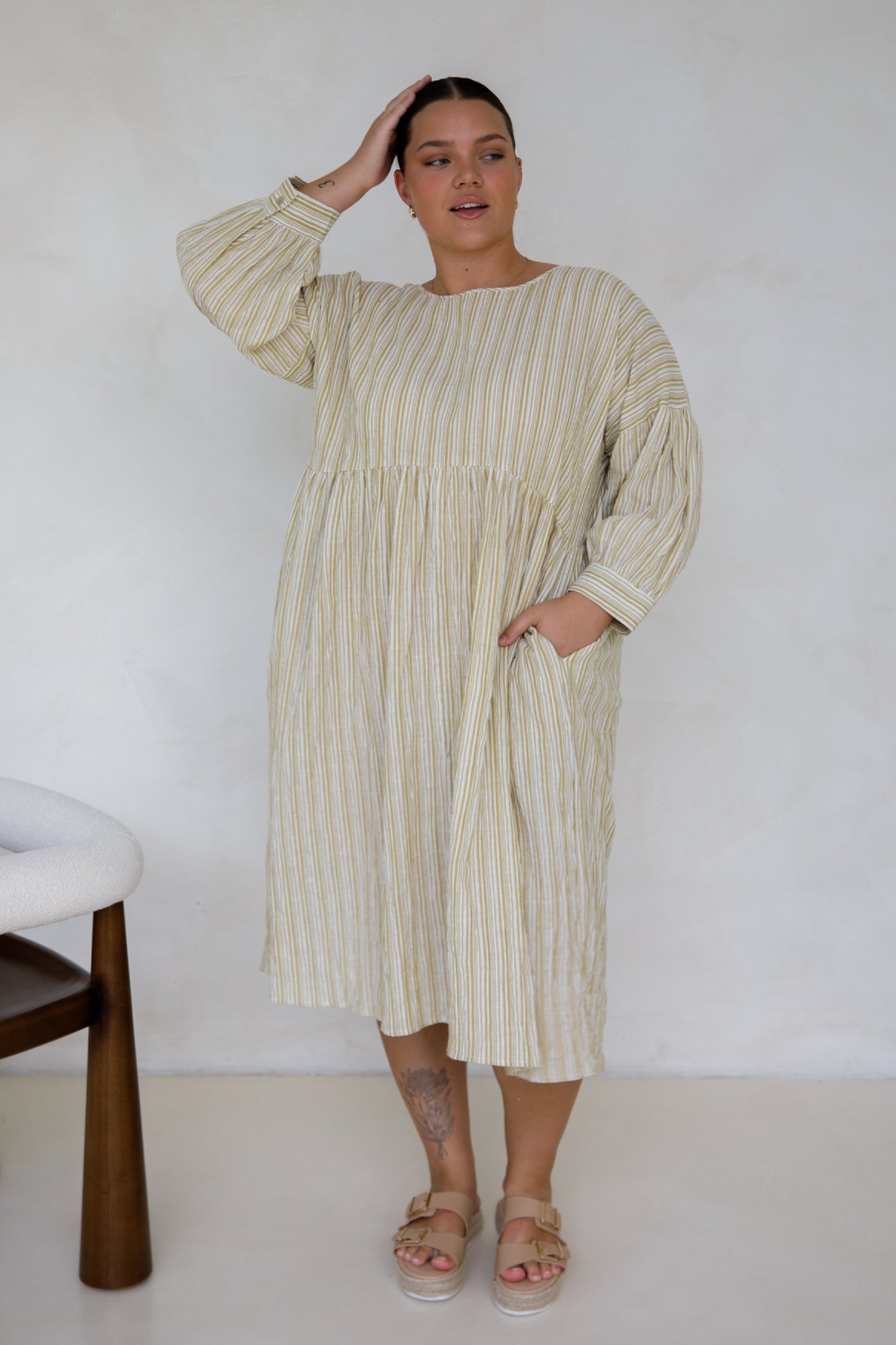 PRE-ORDER Roma Dress | Citrus/White Stripe