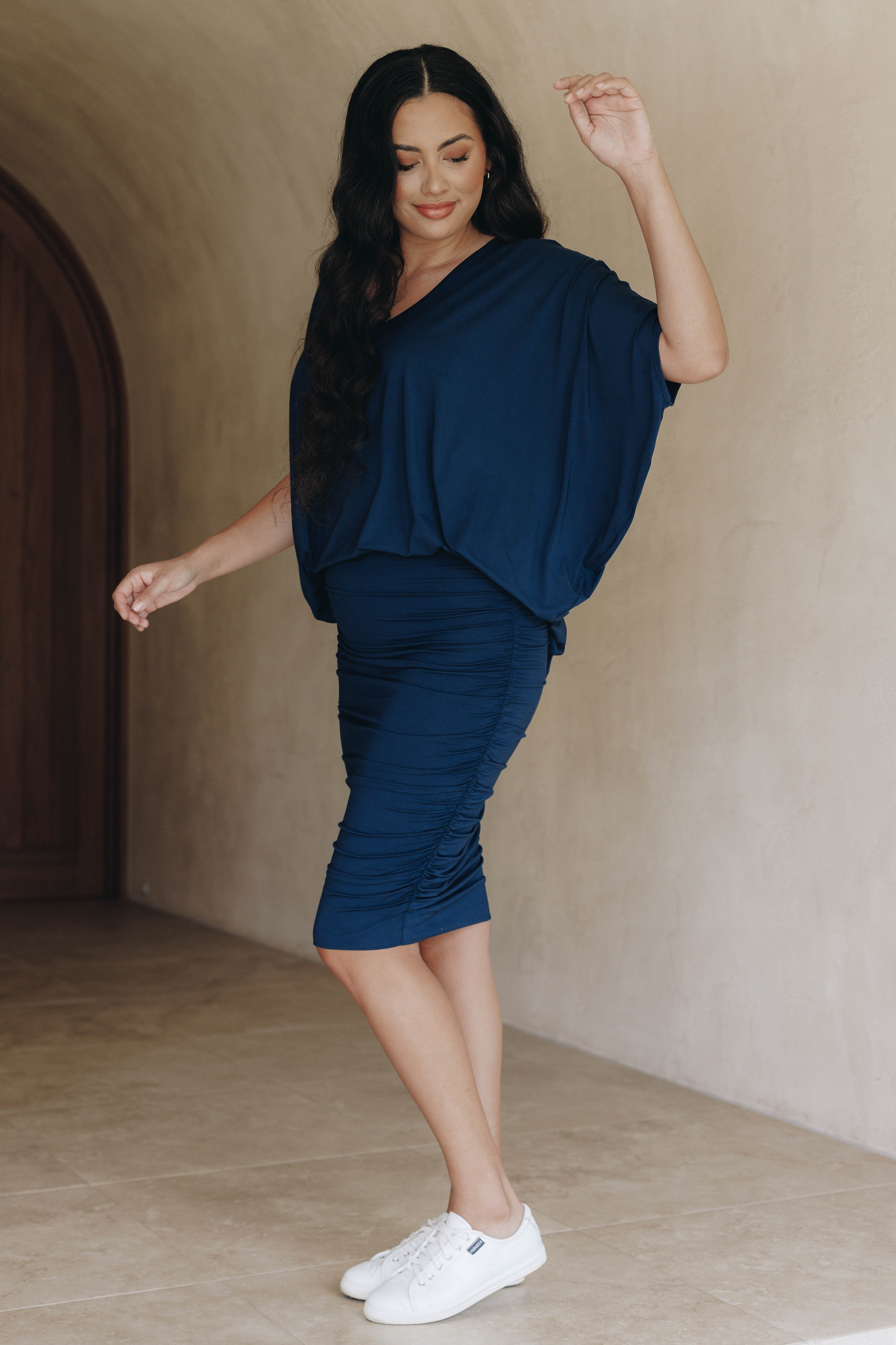 RUCHE Bamboo Classic Length Skirt | Navy