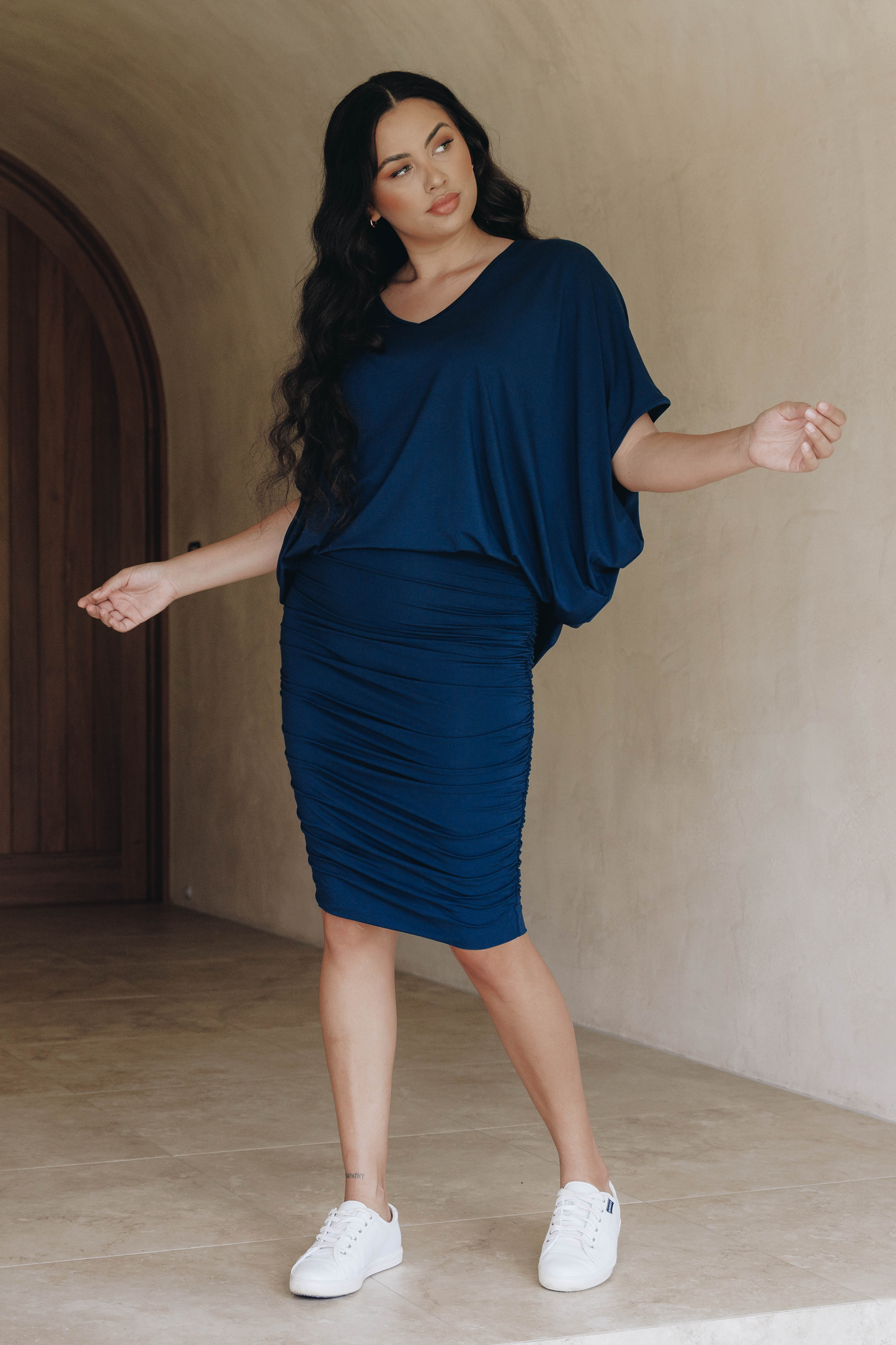 RUCHE Bamboo Classic Length Skirt | Navy