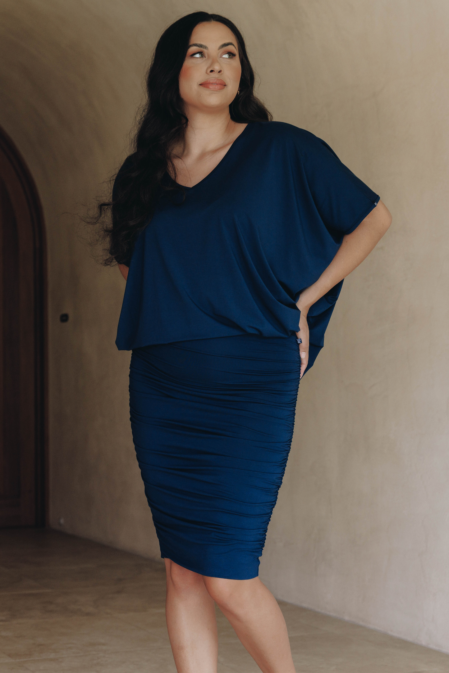 RUCHE Bamboo Classic Length Skirt | Navy