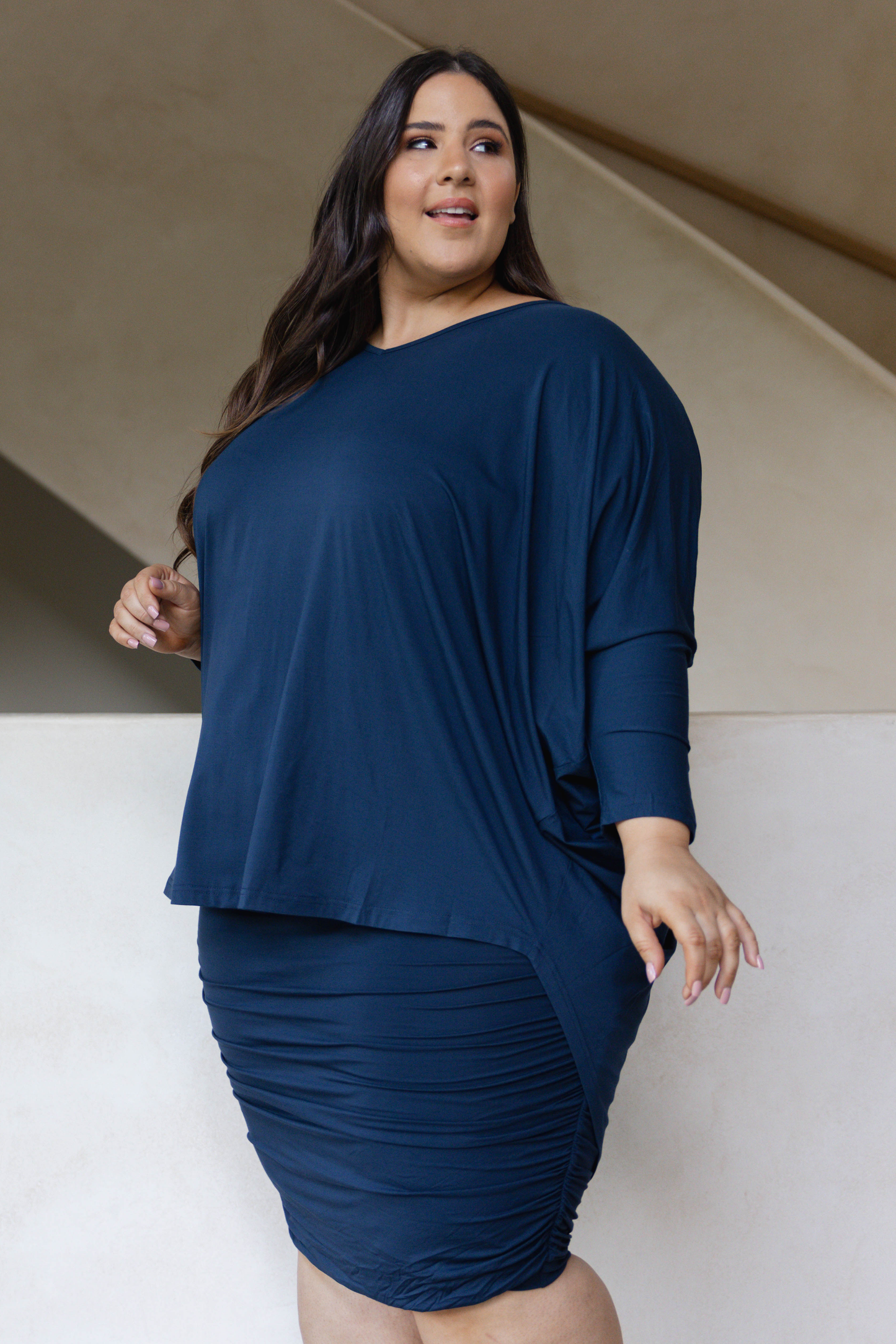 RUCHE Bamboo Classic Length Skirt | Navy