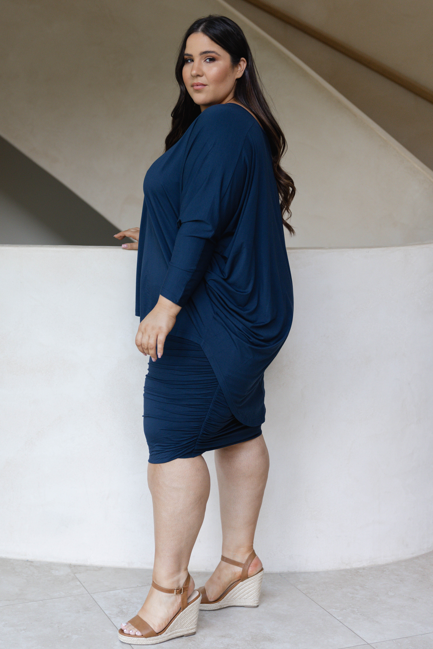 RUCHE Bamboo Classic Length Skirt | Navy