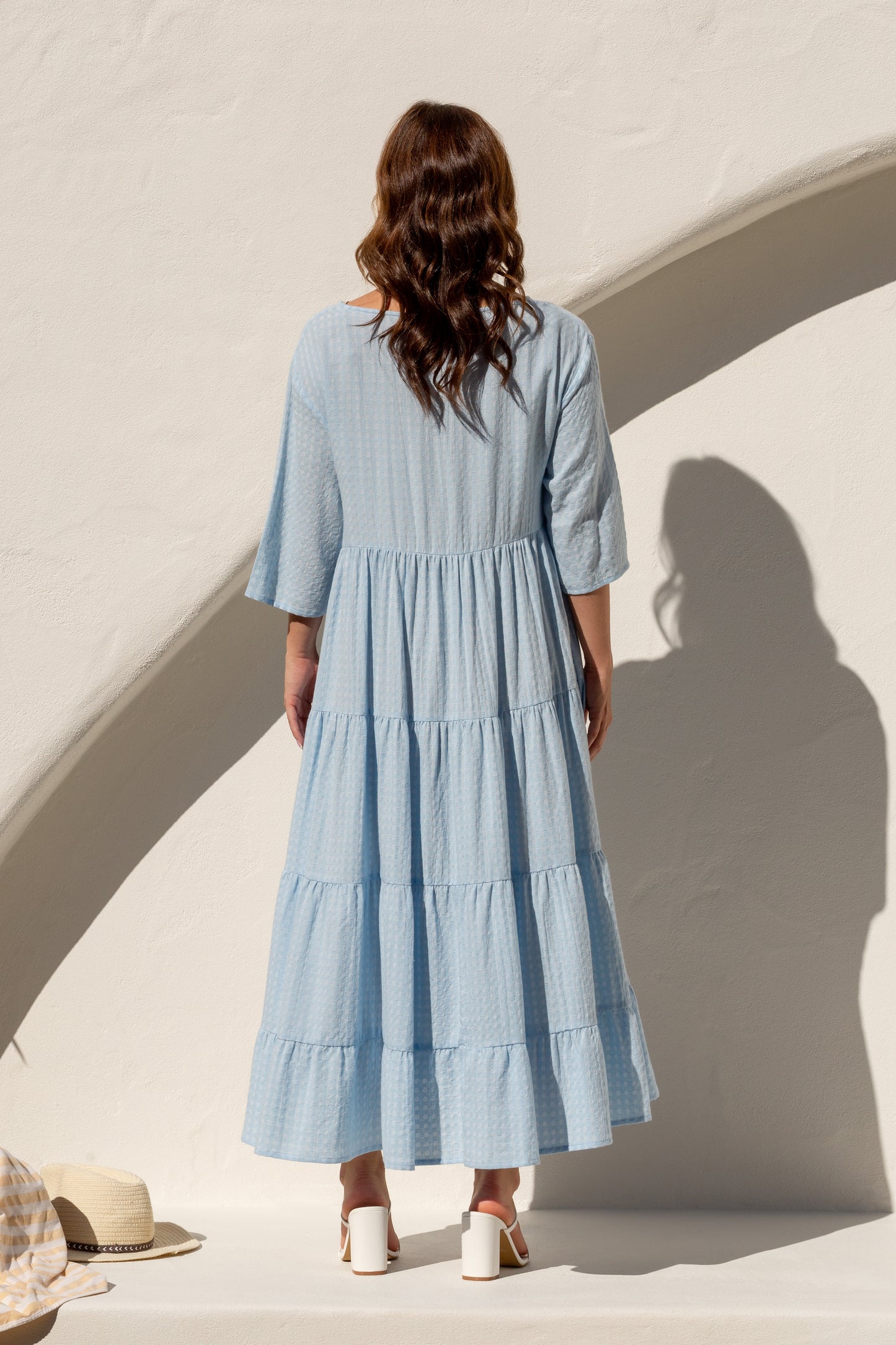 Plus-Sized Blue Dresses | PQ Collection | Ruffle Dress Fleur