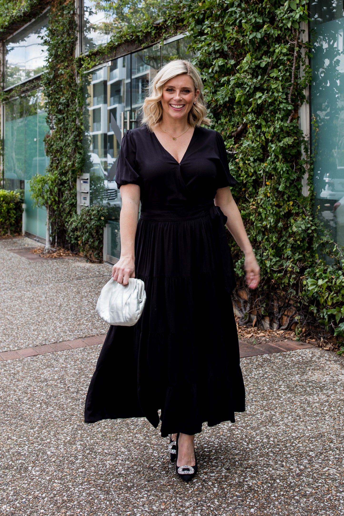 Plus-Sized Black Dresses | PQ Collection | Ruffle Wrap Dress