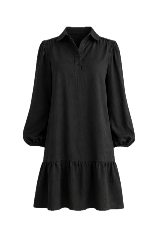 SHAE Lyocell Long Sleeve Shortline Dress | Black
