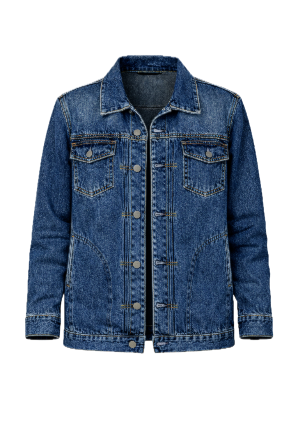 SIGNATURE RELAXED Denim Long Sleeve Classic Length Jacket | Mid/Dark Wash Denim