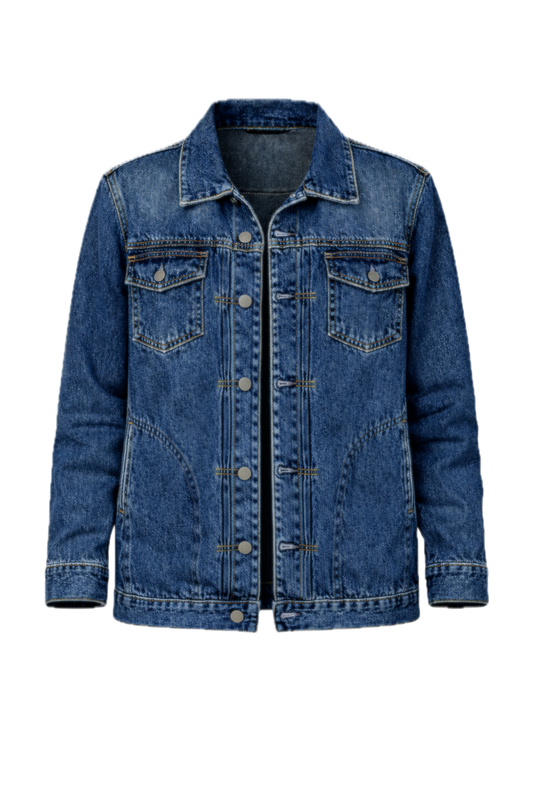 SIGNATURE RELAXED Denim Long Sleeve Classic Length Jacket | Mid/Dark Wash Denim