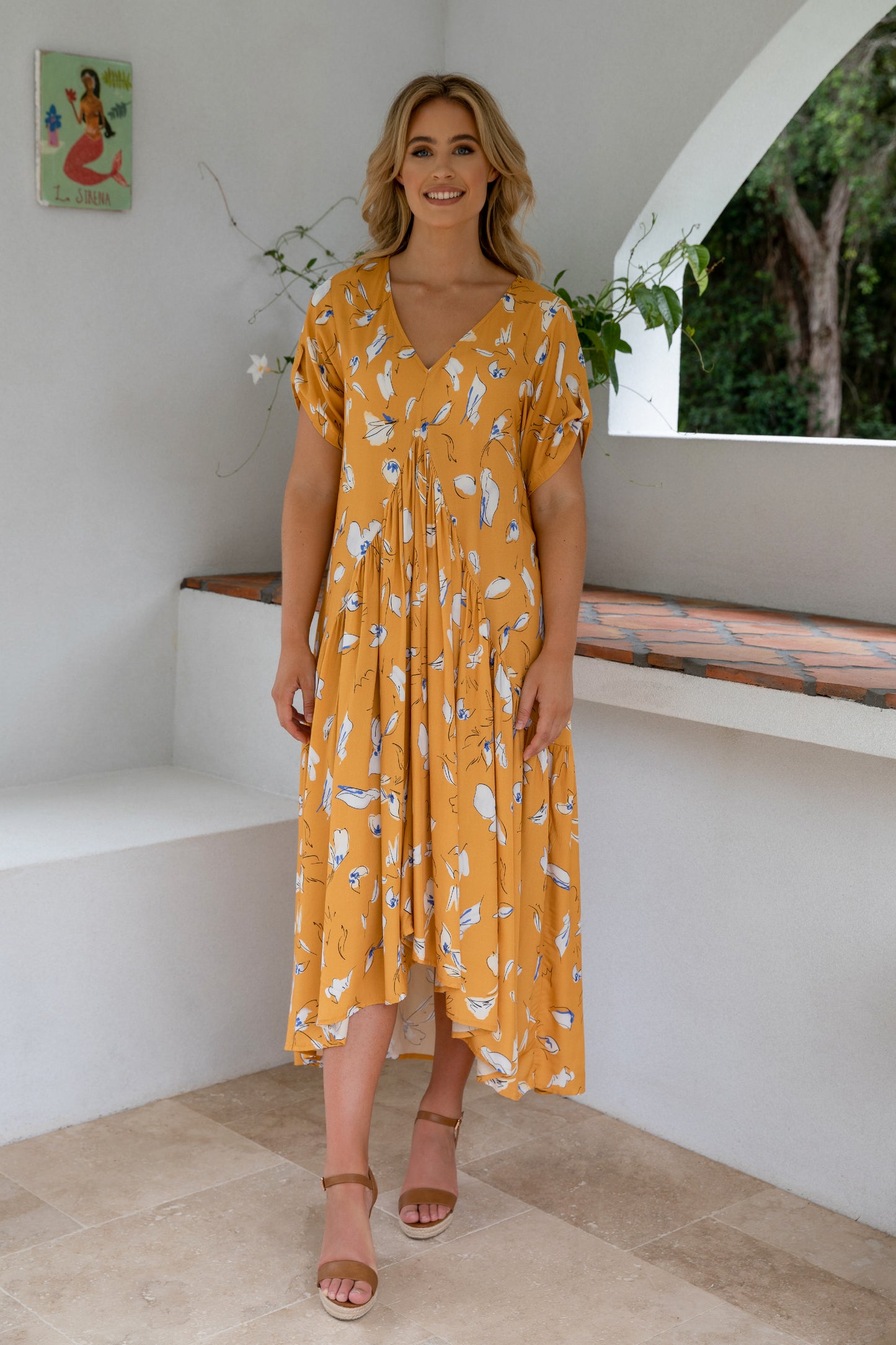 Plus-Sized Yellow Floral | PQ Collection | Peak Maxi Dress Sundust