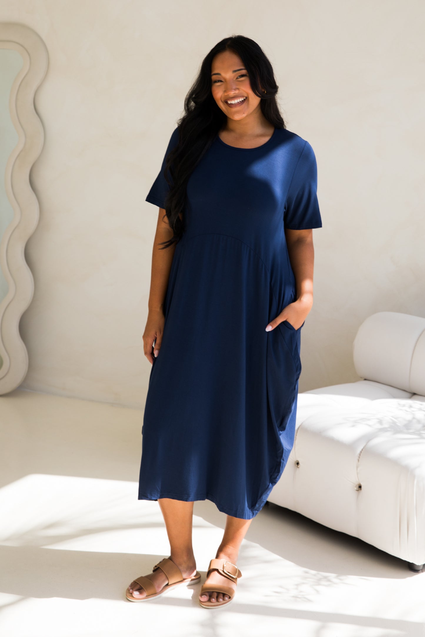 Short Sleeve Soho Dress in Navy