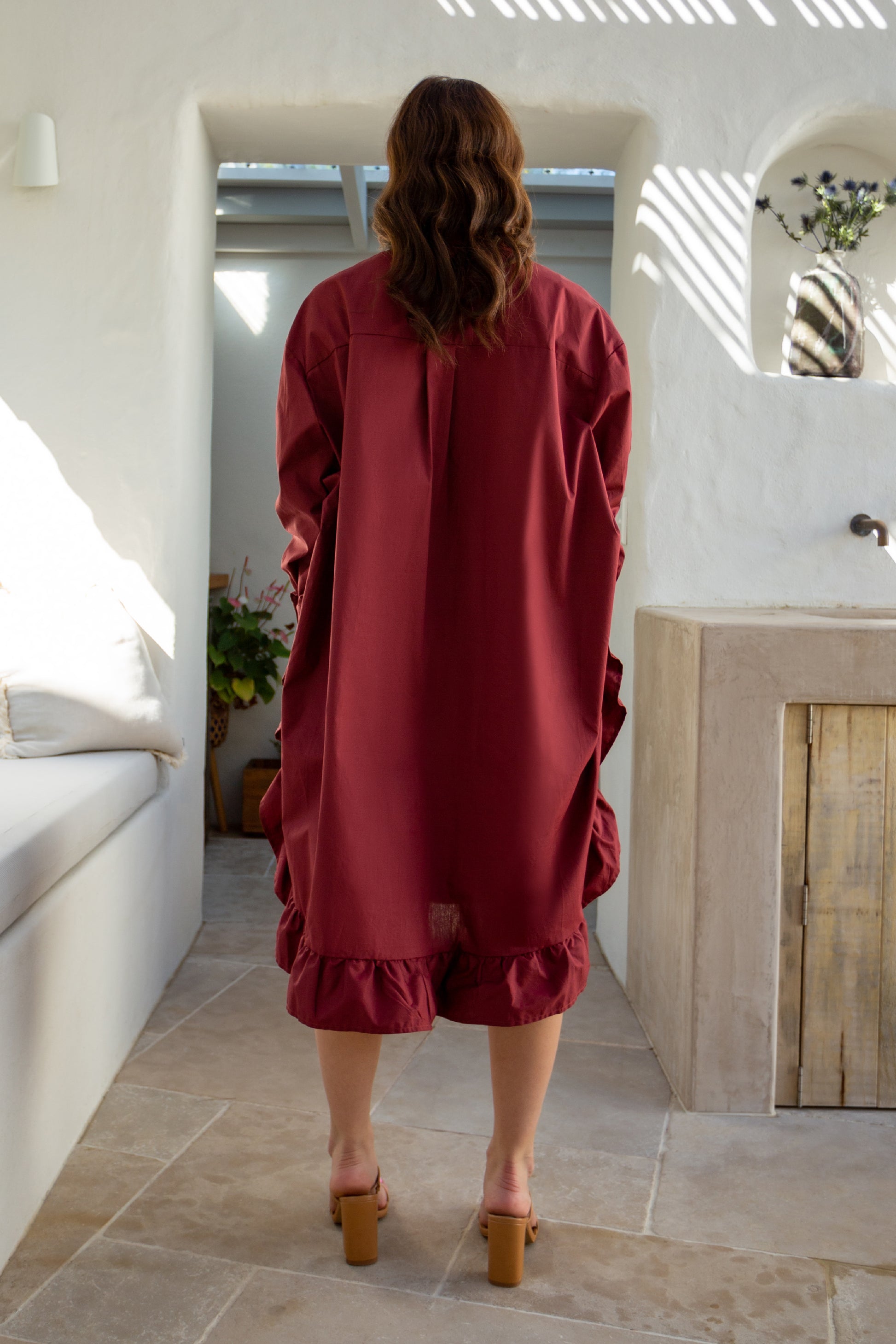 Plus-Sized Brown Dresses | PQ Collection | Sangria Shirt Dress Raisin