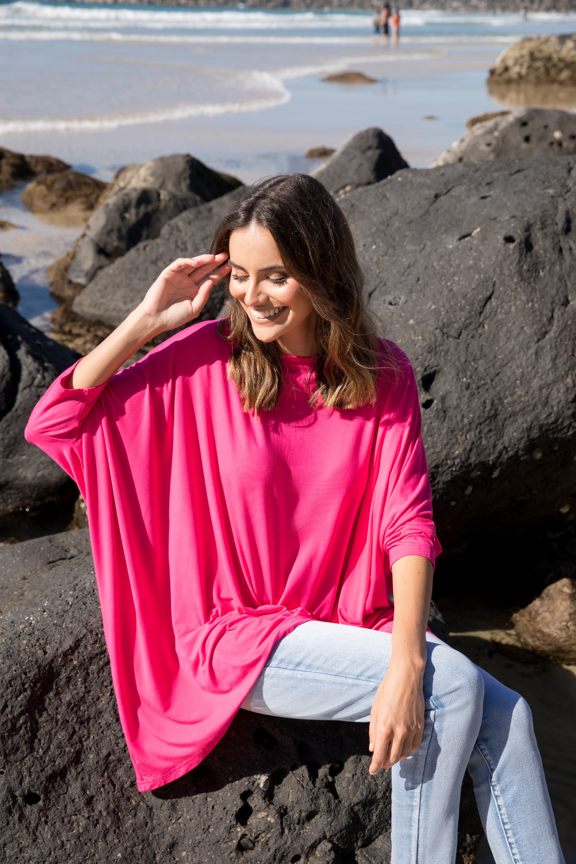 Plus-Sized Pink Dresses | PQ Collection | Simplicity Top in Magenta