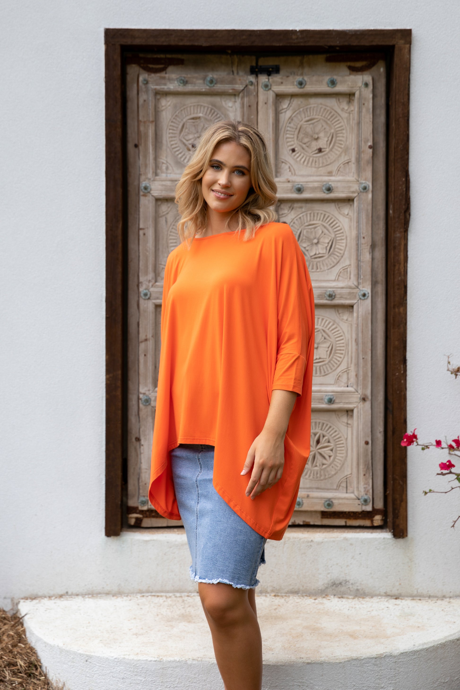 Plus-Sized Orange Top | PQ Collection | Simplicity Top in Scarlett