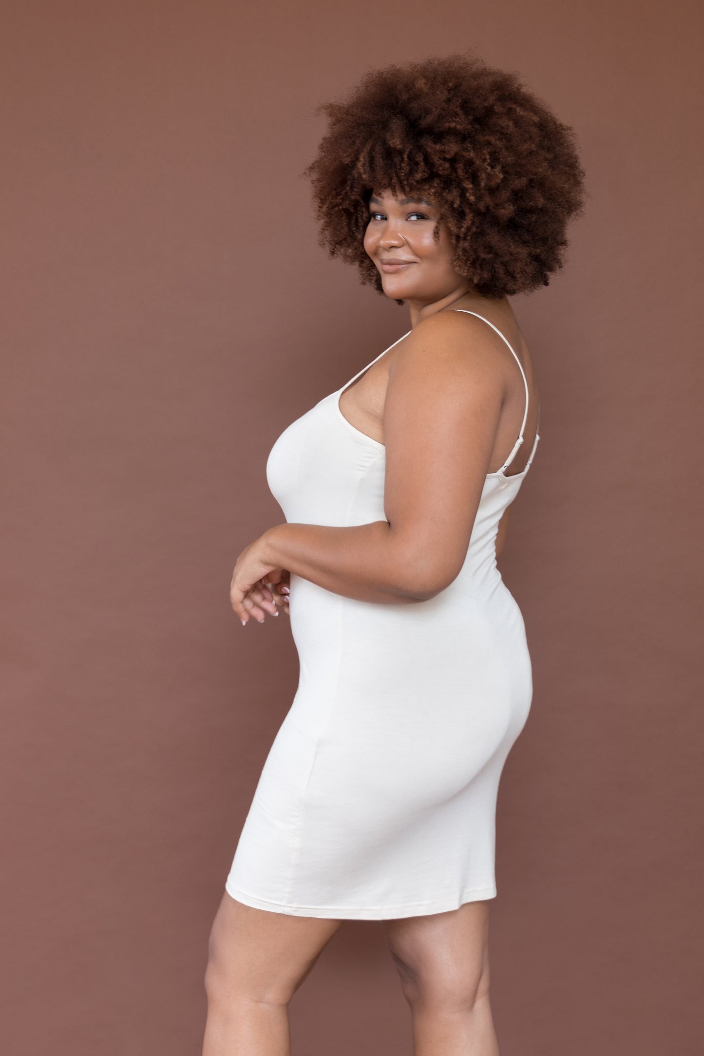 Plus-Sized Nude Slip | PQ Collection | Slip Dress in Beige