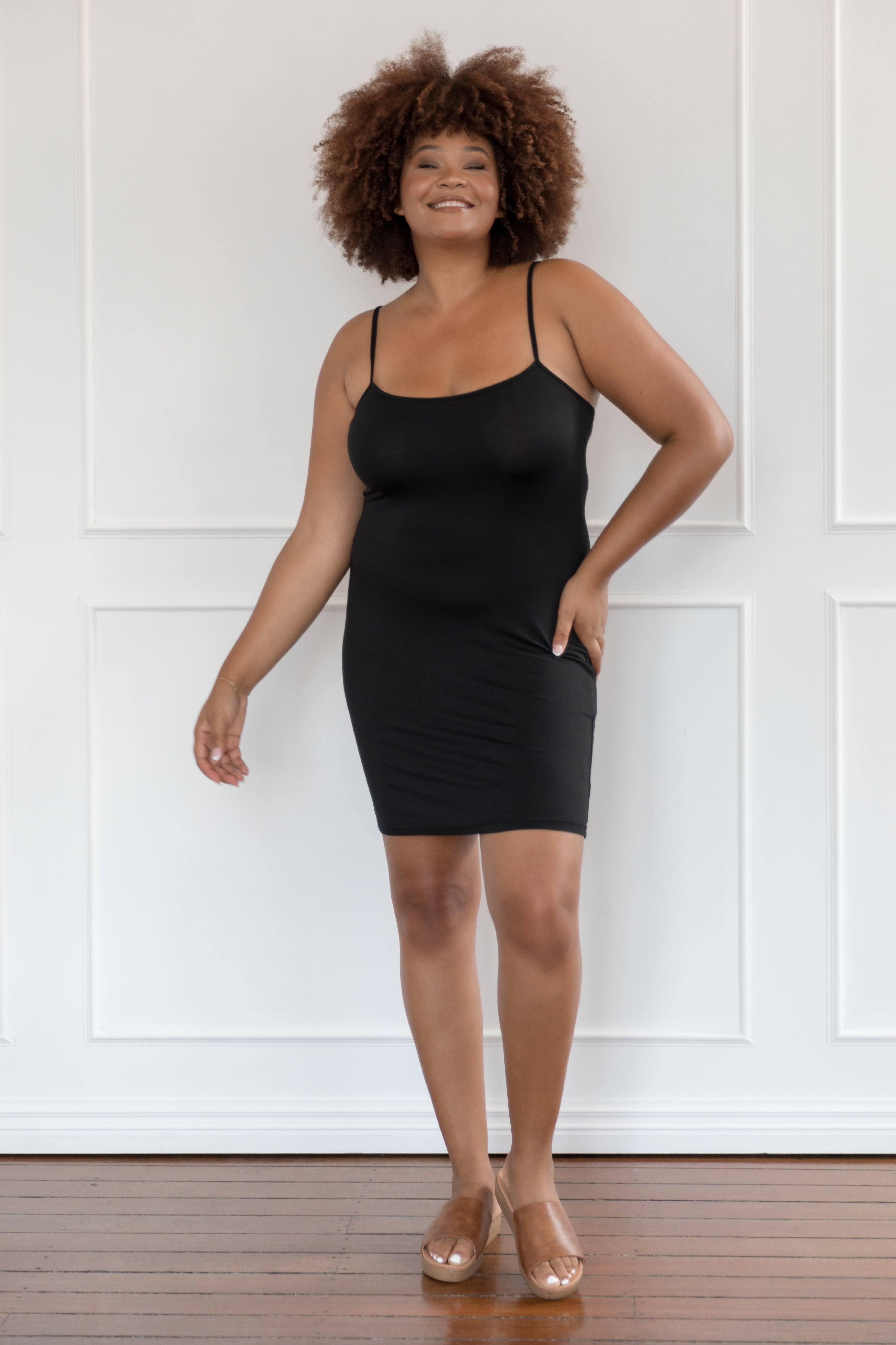 Plus Sized Black Slip PQ Collection Slip Dress