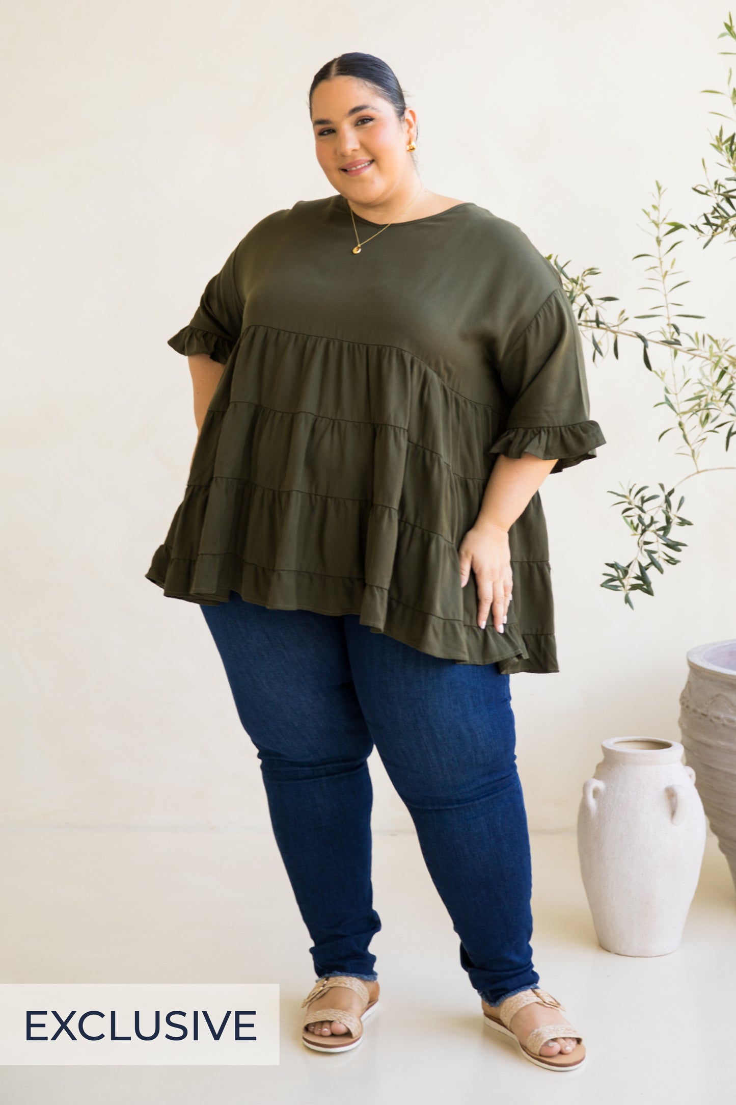 Sofia Top in Moss Green