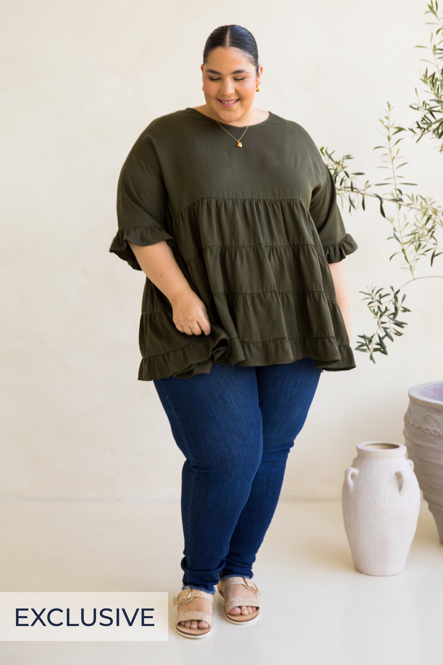 Sofia Top in Moss Green