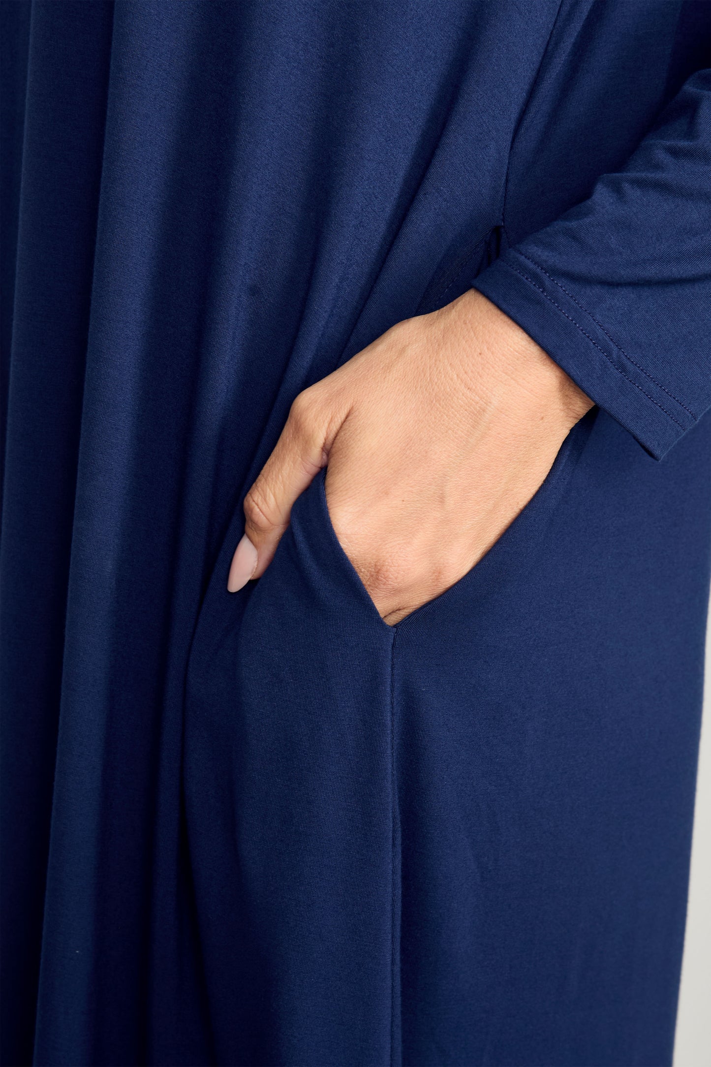 T-SHIRT Mid Sleeve Bamboo Midi Dress | Navy