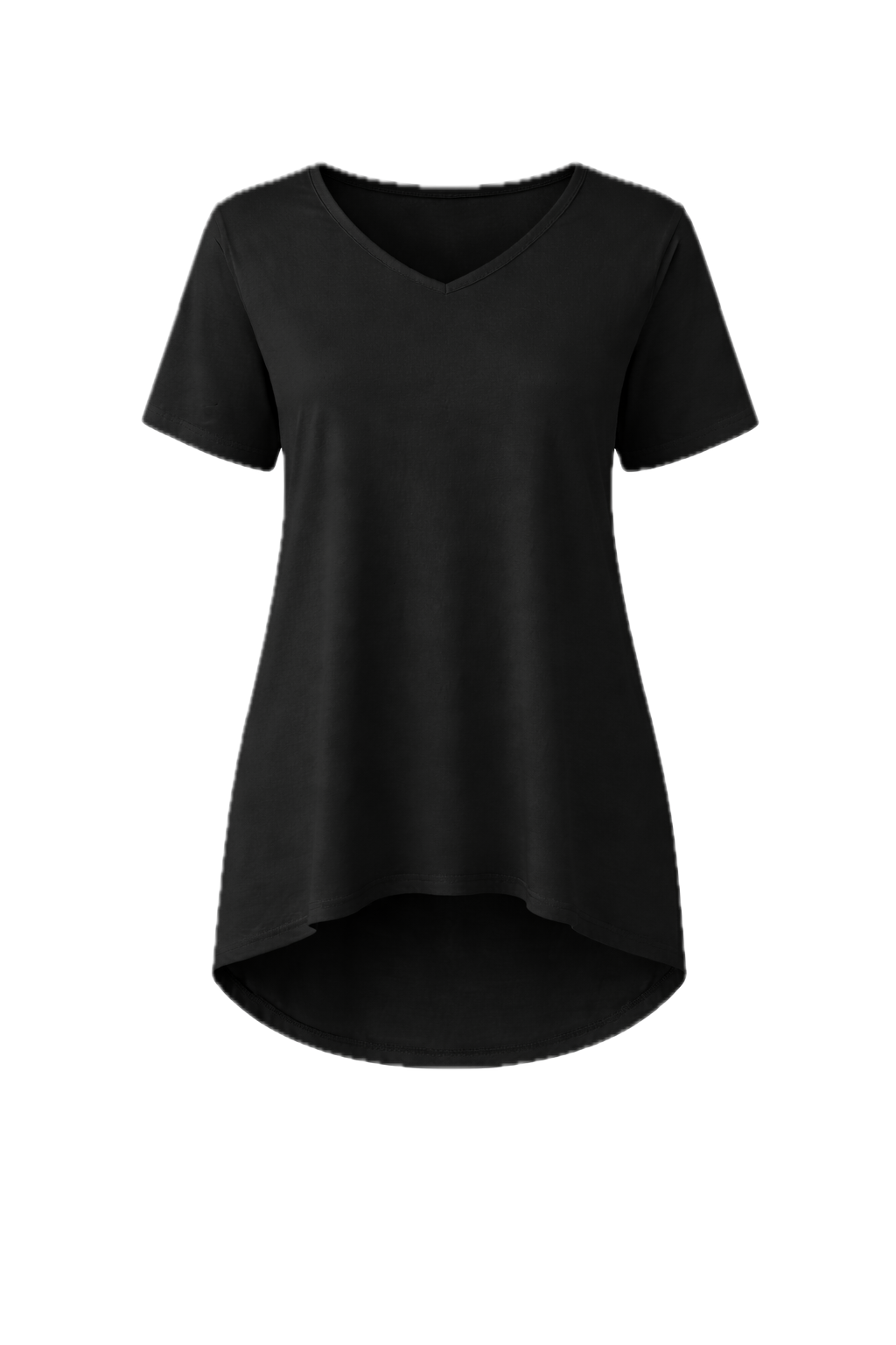 T-SHIRT Bamboo Short Sleeve Hi Lo Classic Length Top | Black