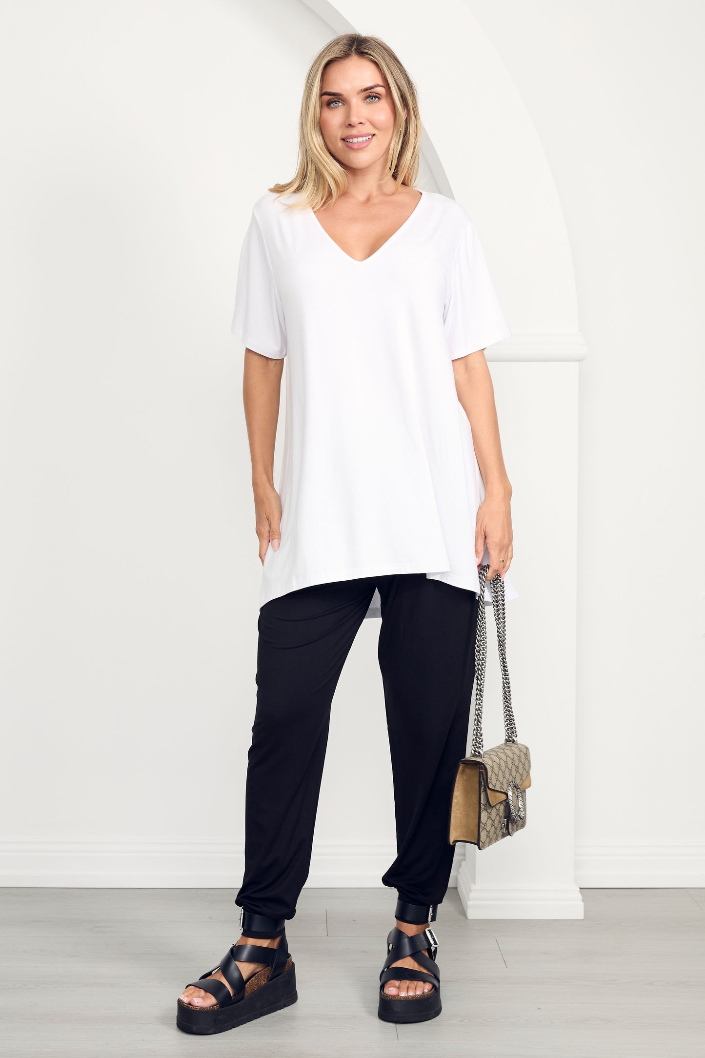 T-SHIRT Hi Lo Bamboo Top | White
