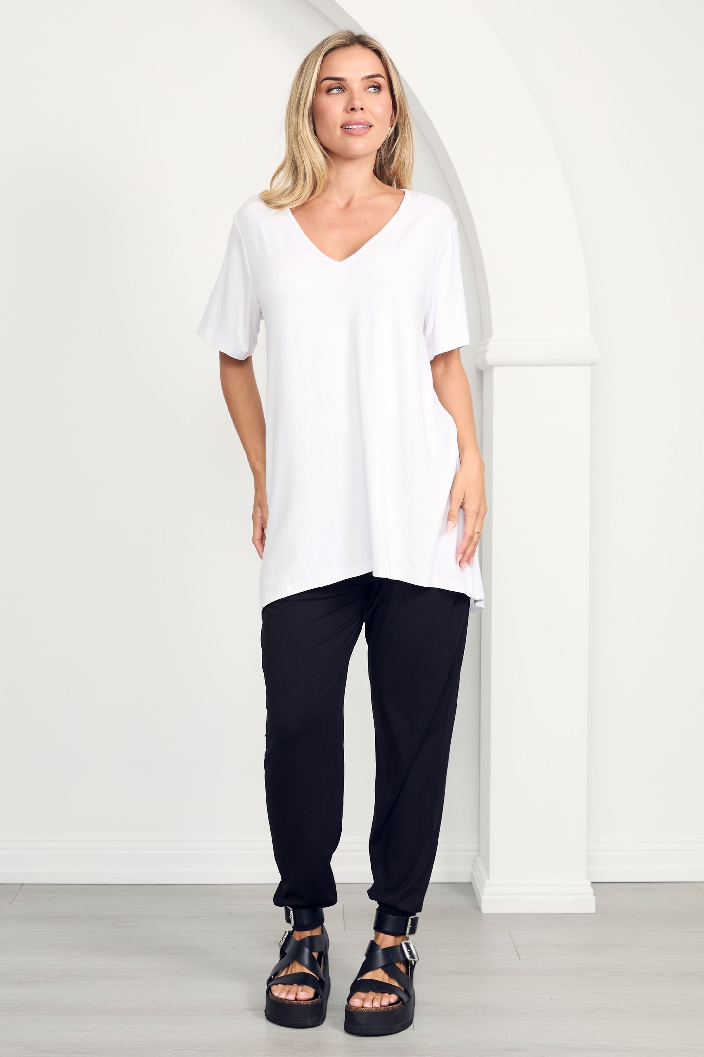 T-SHIRT Hi Lo Bamboo Top | White