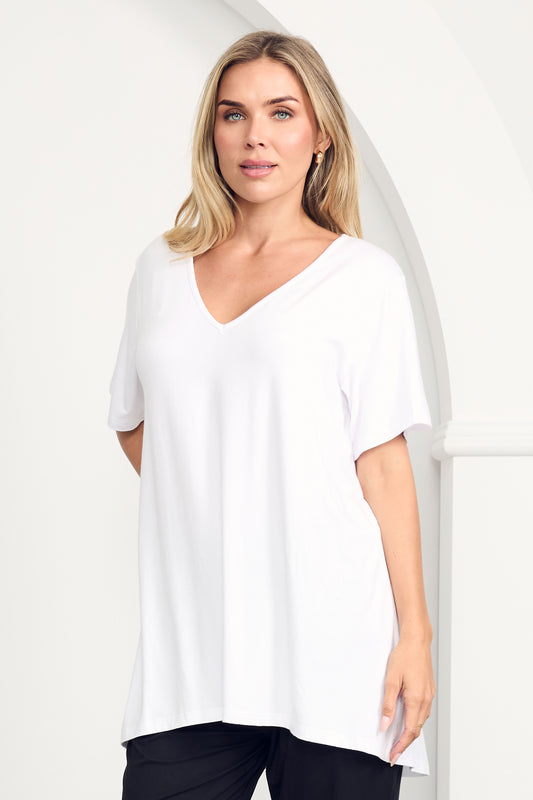 T-SHIRT Hi Lo Bamboo Top | White