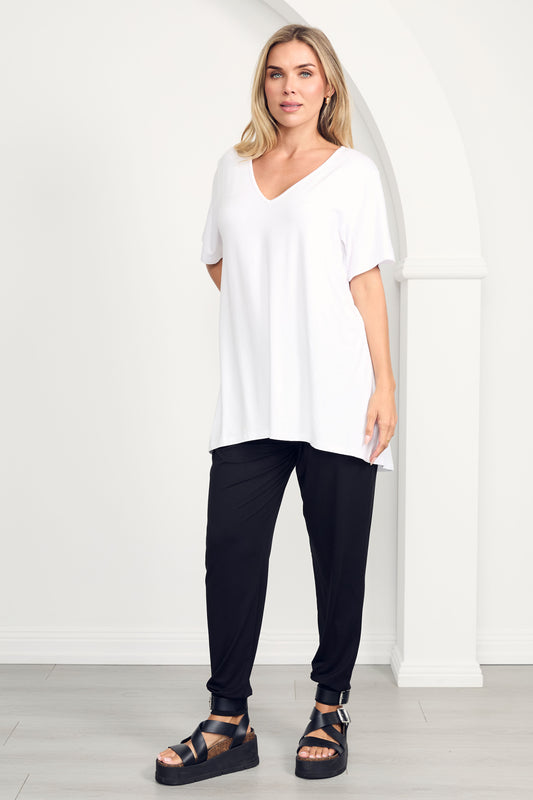 T-SHIRT Hi Lo Bamboo Top | White