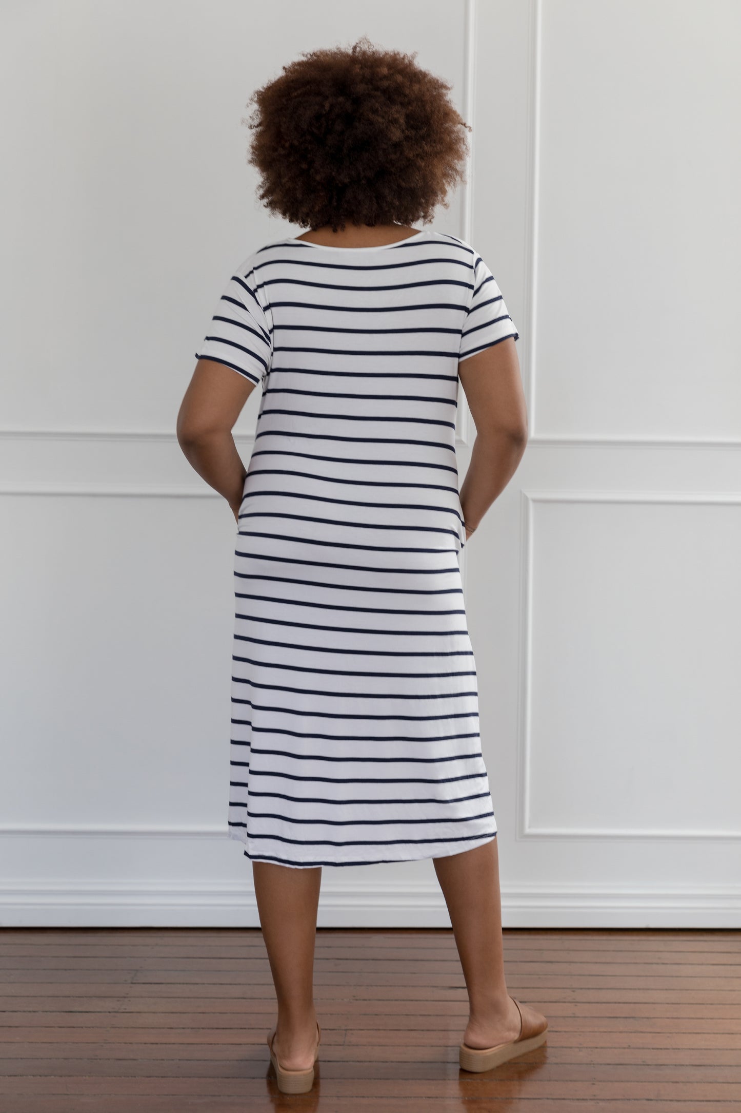 T-Shirt Dress in Navy and White Stripe