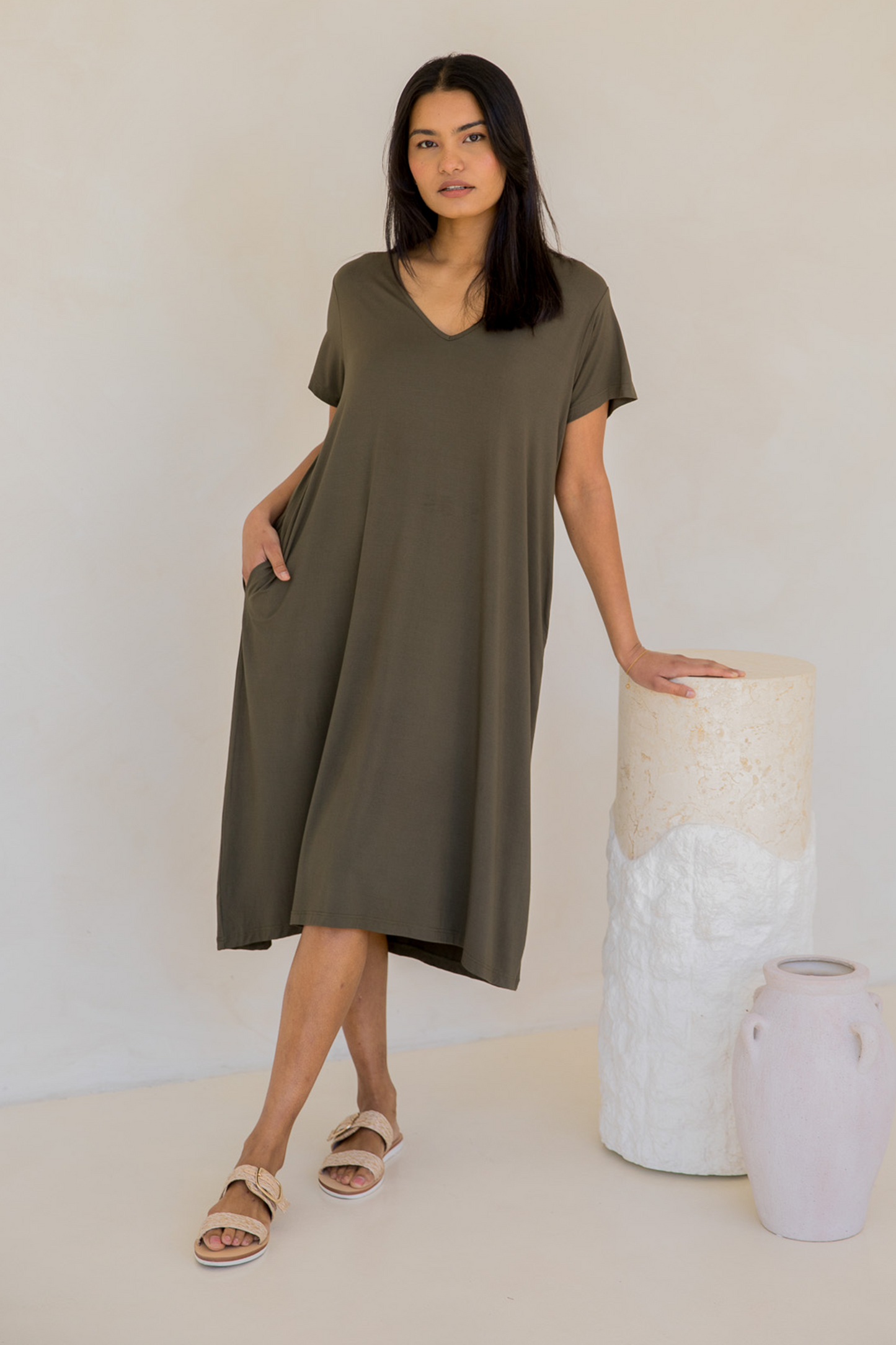 T-Shirt Dress | Moss Green