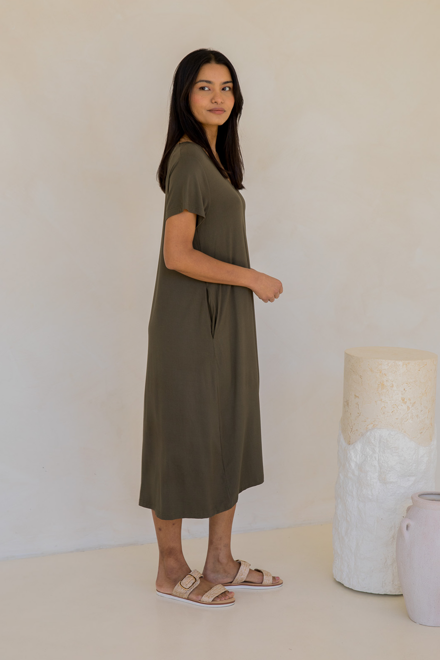 T-Shirt Dress | Moss Green