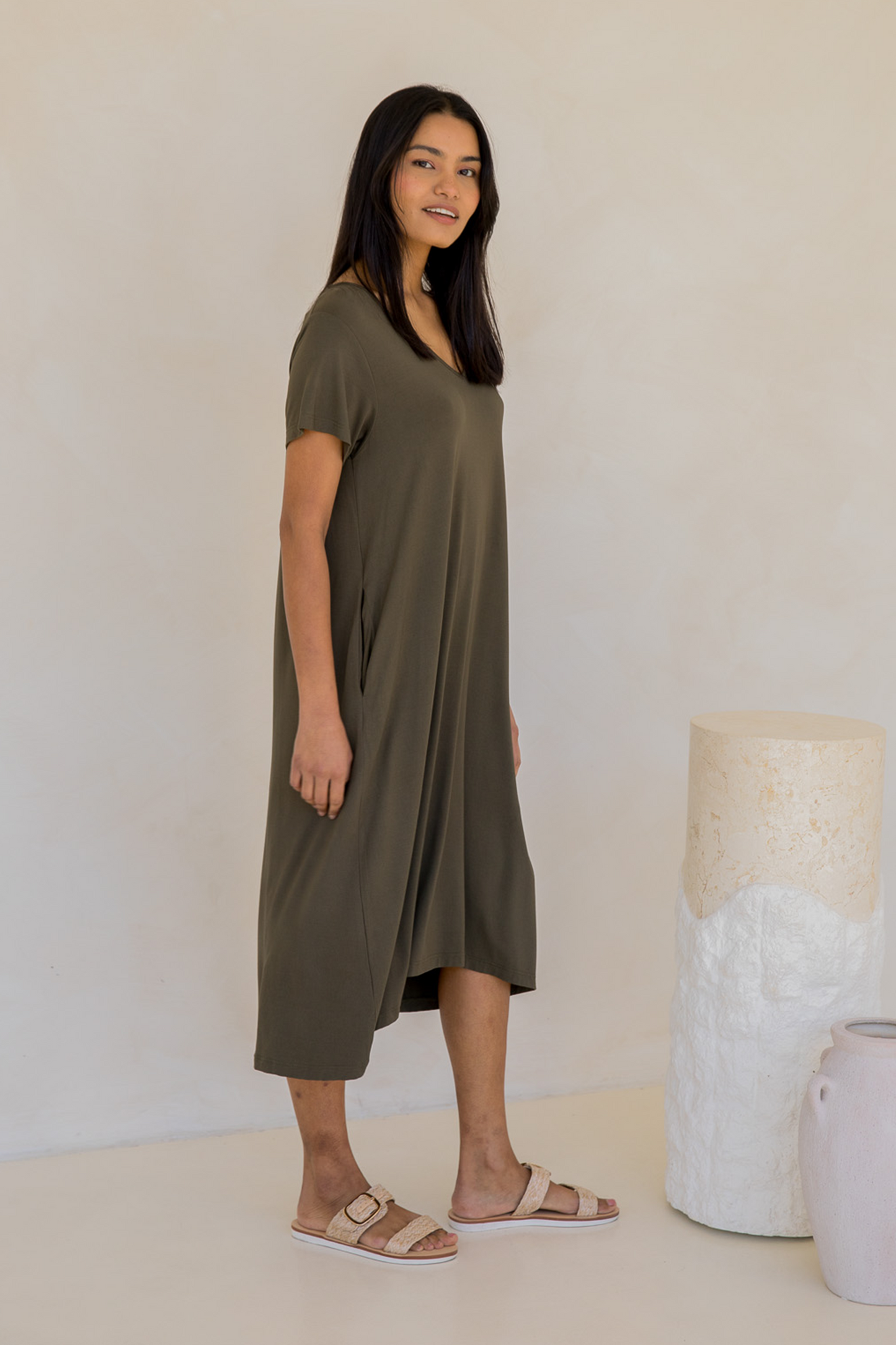 T-Shirt Dress | Moss Green