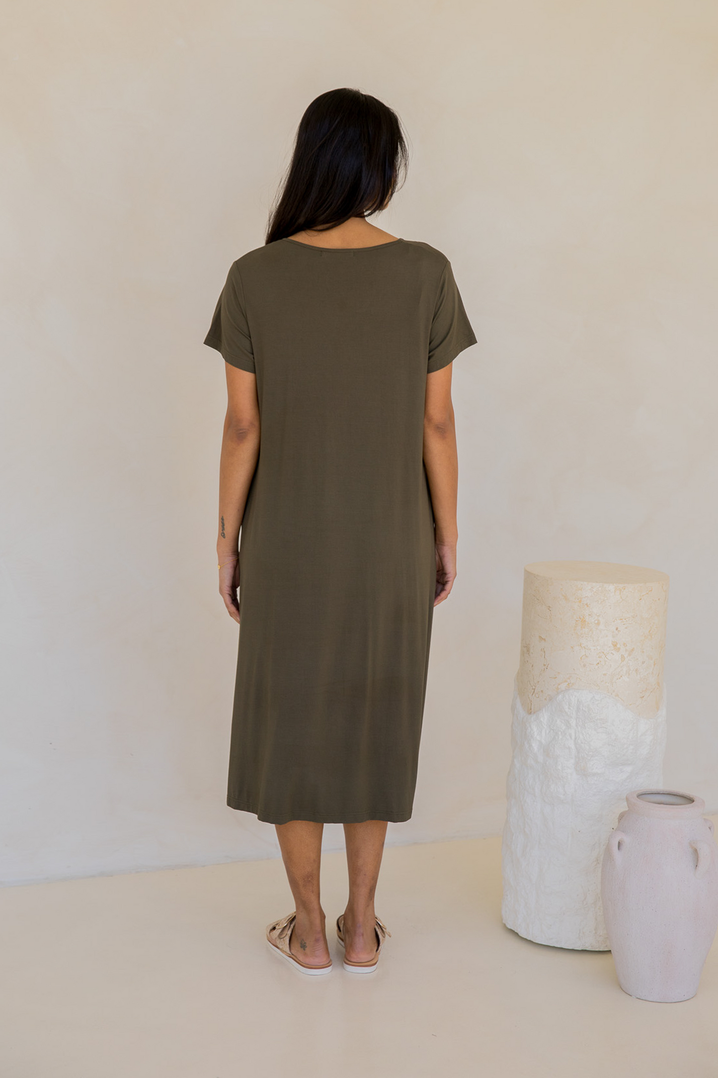 T-Shirt Dress | Moss Green